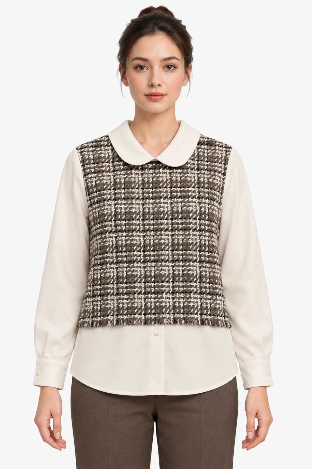 Cream Frayed Woven Top-Global Republic