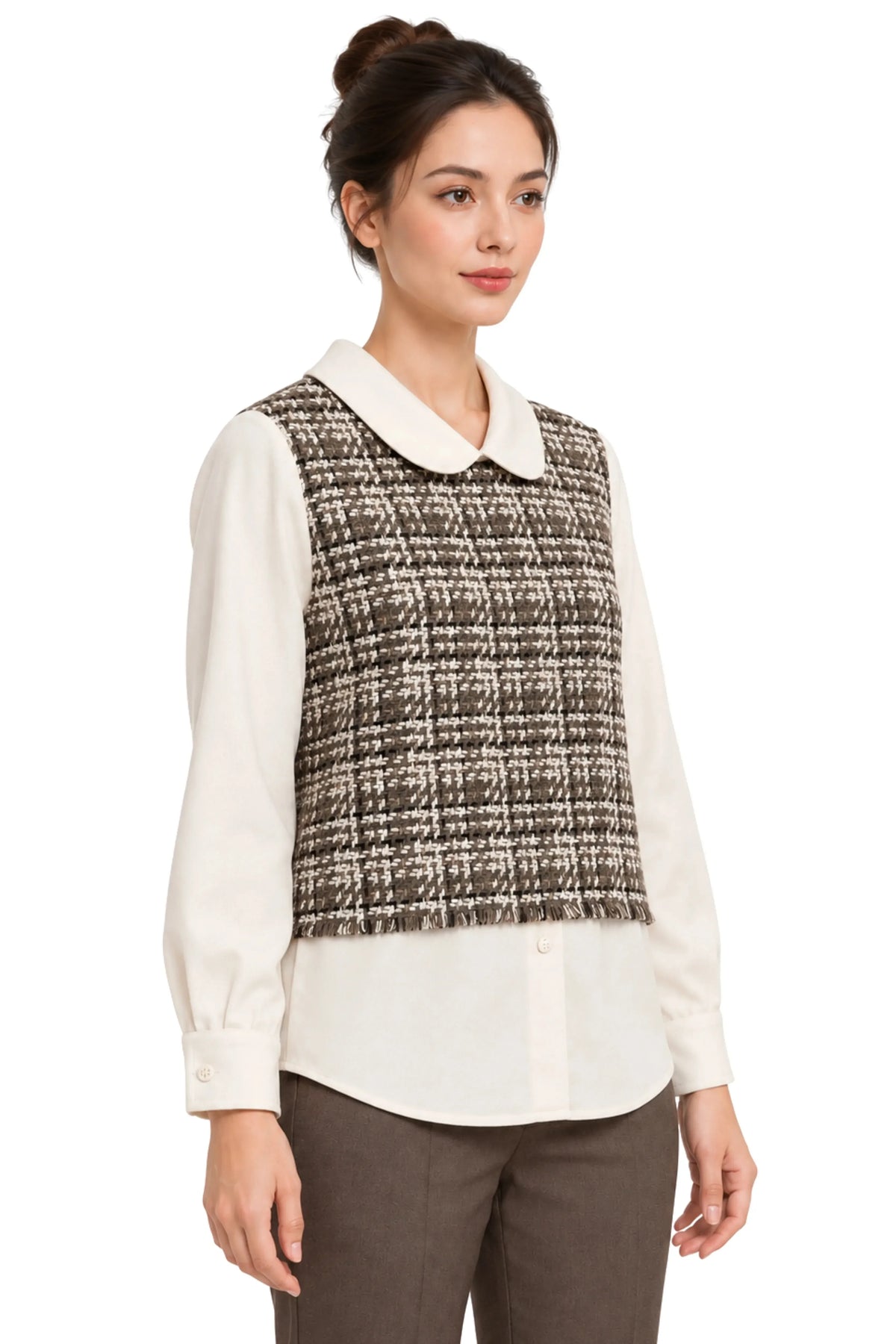 Cream Frayed Woven Top-Global Republic