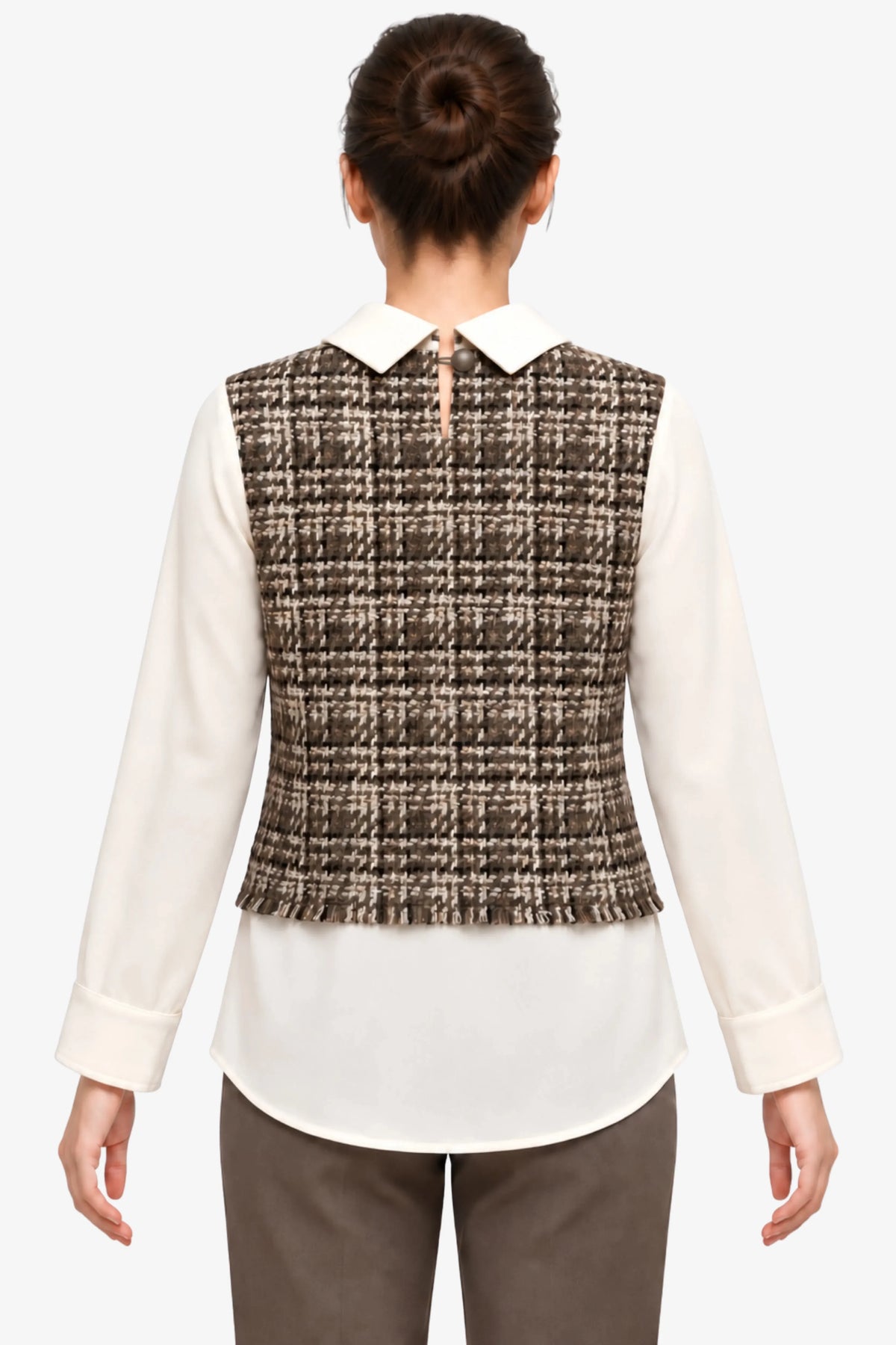 Cream Frayed Woven Top-Global Republic