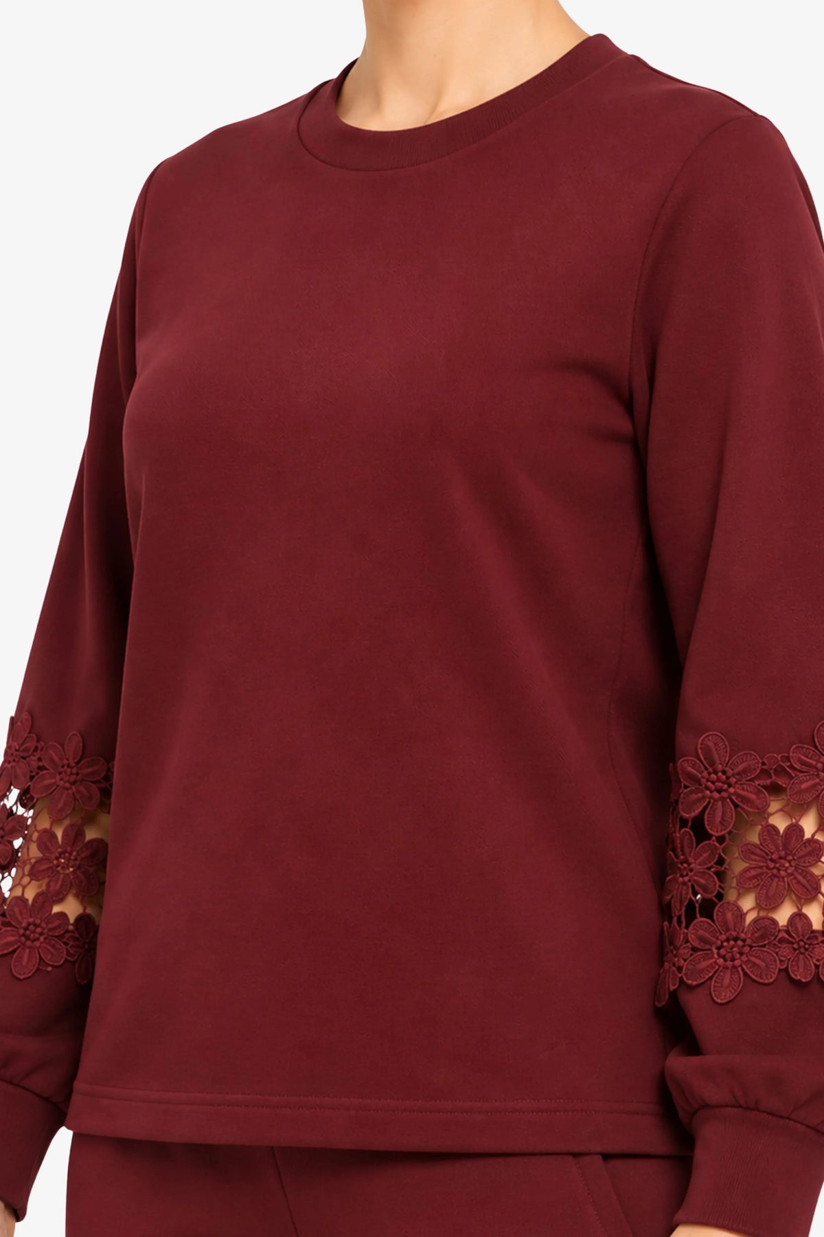 Maroon Floral Lace Co-ord Set-Global Republic