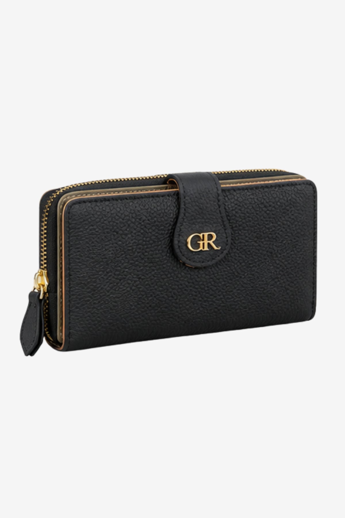 Textured Multi-Compartment Zip Wallet-Global Republic