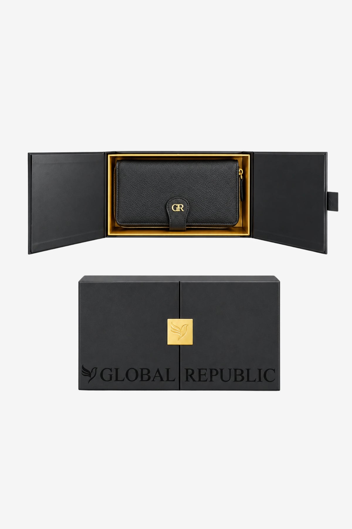 Textured Multi-Compartment Zip Wallet-Global Republic