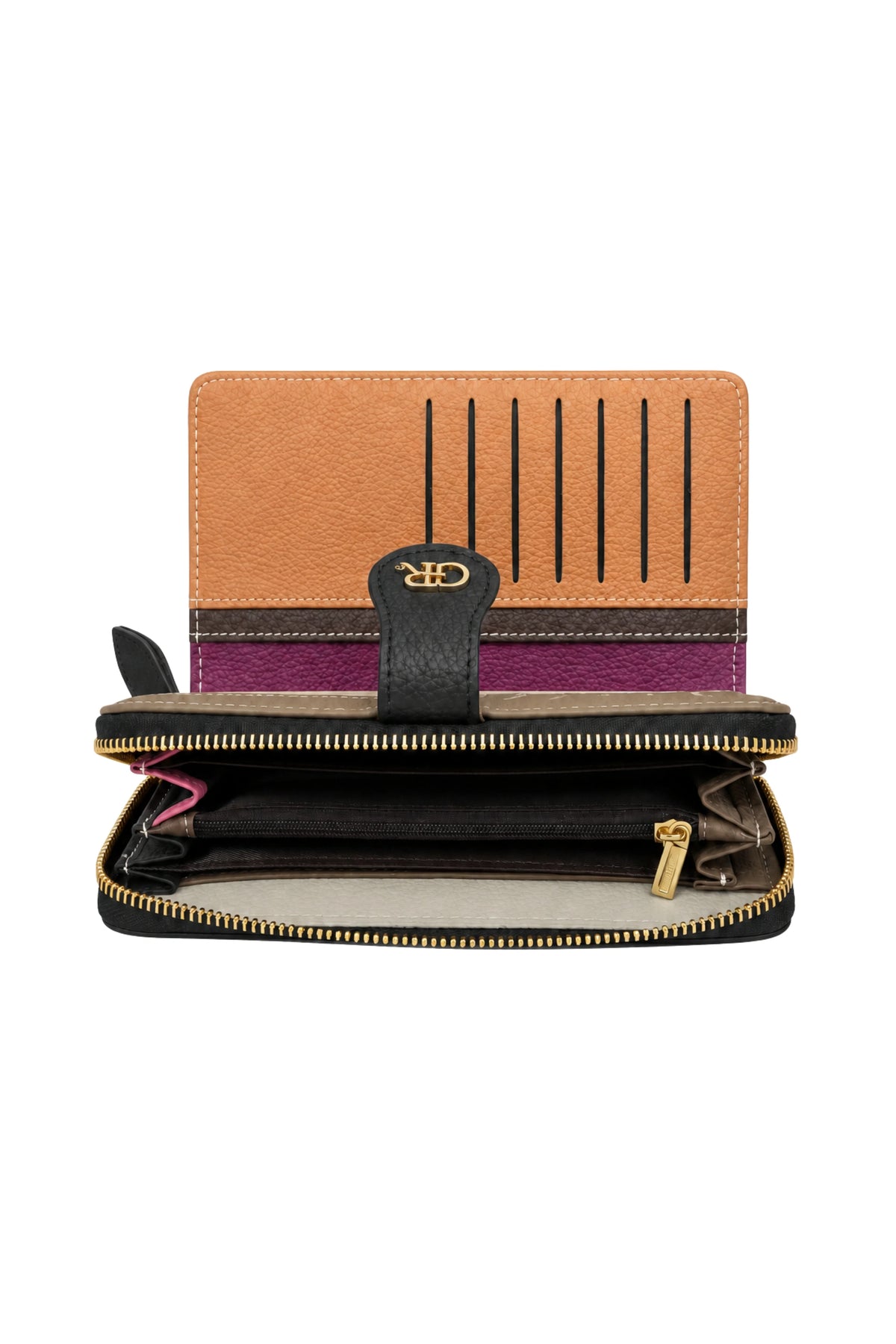 Textured Multi-Compartment Zip Wallet-Global Republic