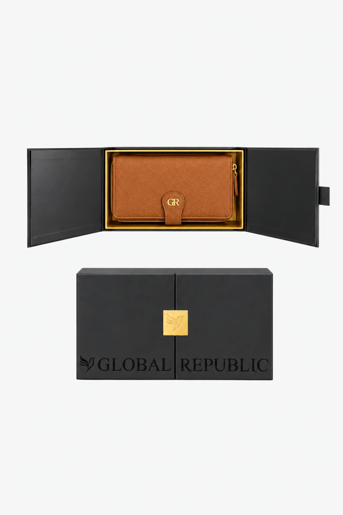 Textured Multi-Compartment Zip Wallet-Global Republic