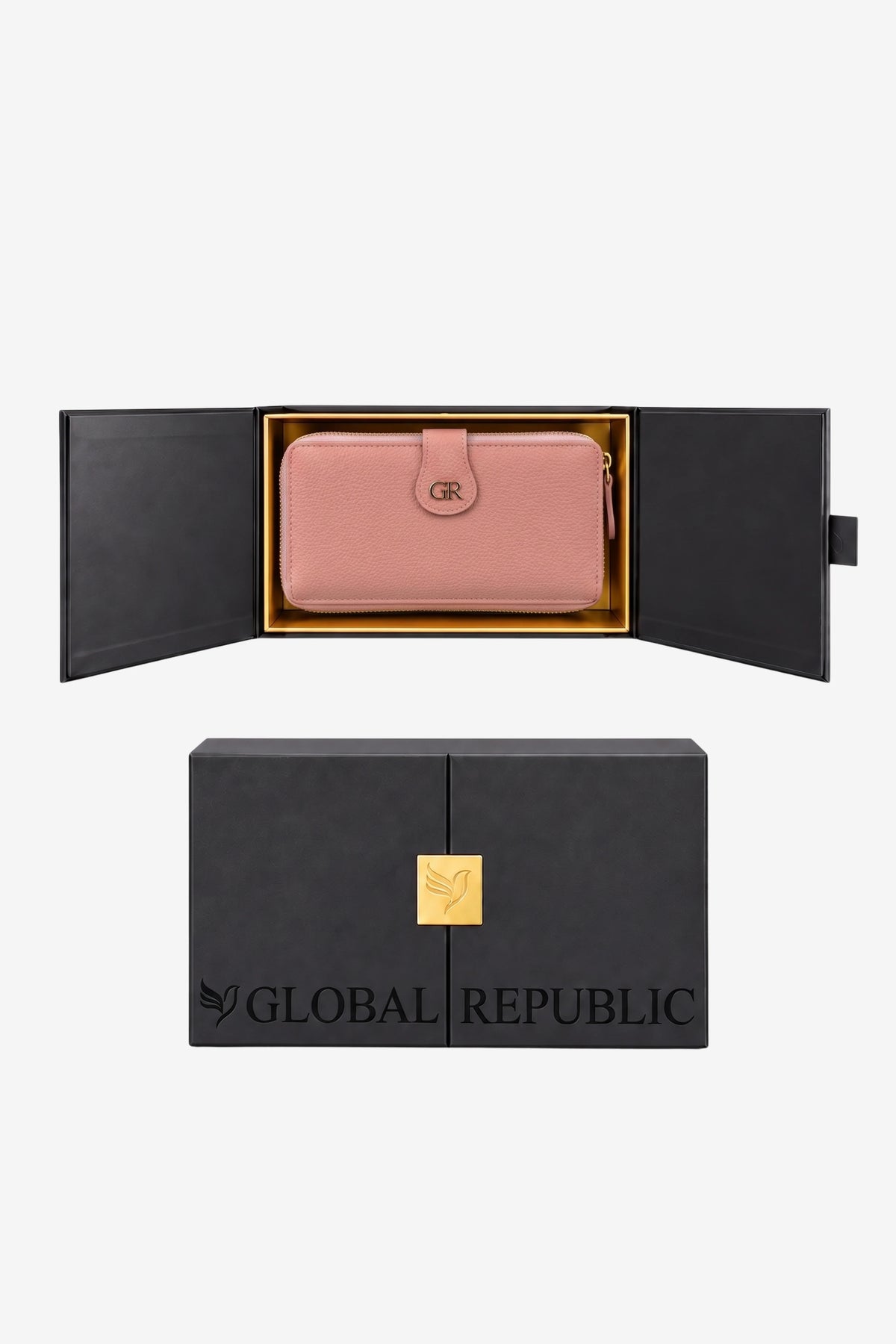 Textured Multi-Compartment Zip Wallet-Global Republic