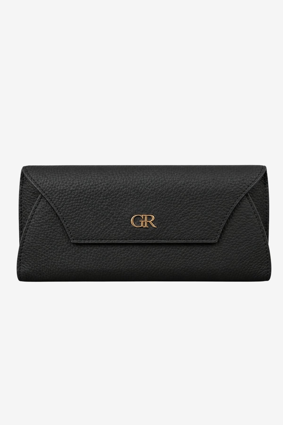 Women’s Black Textured Clutch with Flap Closure-Global Republic