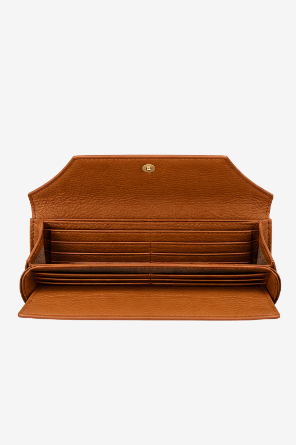 Tan Brown Textured Clutch with Flap Closure-Global Republic