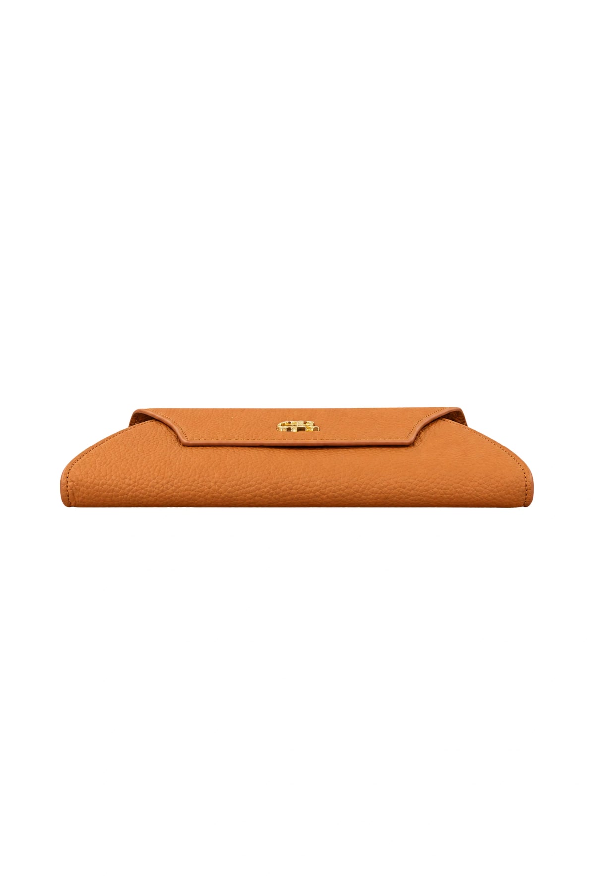 Tan Brown Textured Clutch with Flap Closure-Global Republic
