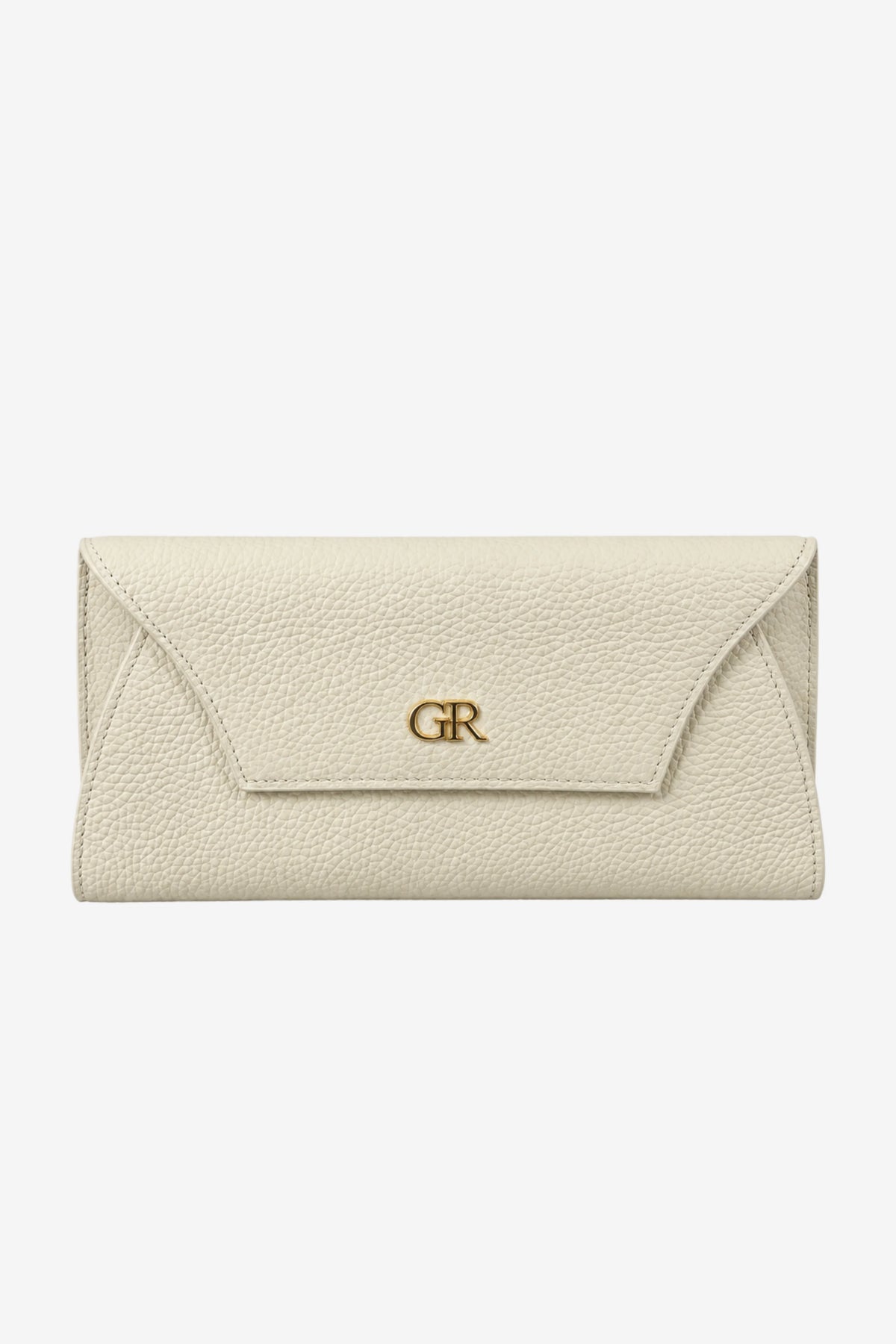 White Textured Clutch with Flap Closure-Global Republic