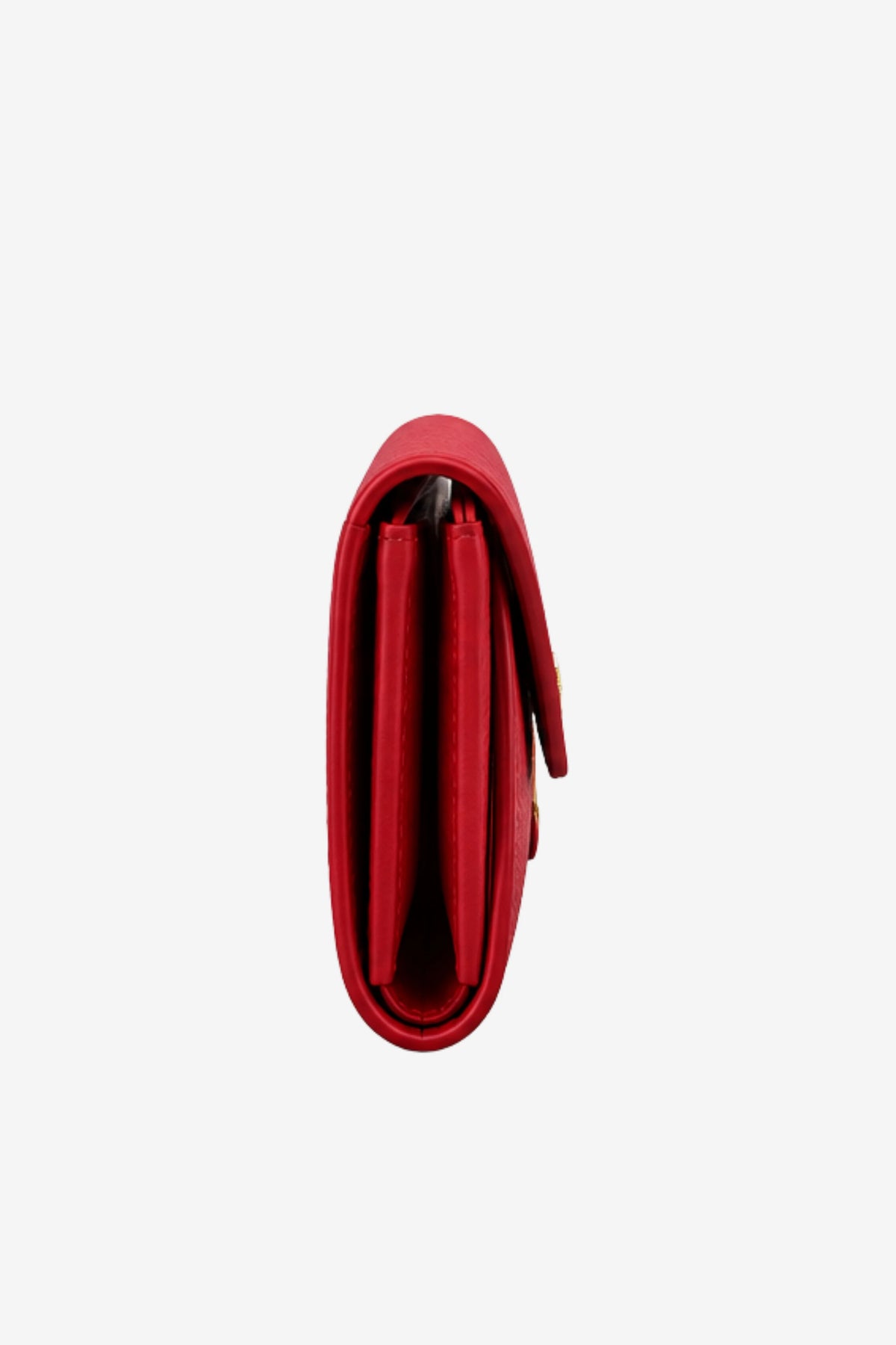 Red Textured Clutch with Flap Closure-Global Republic