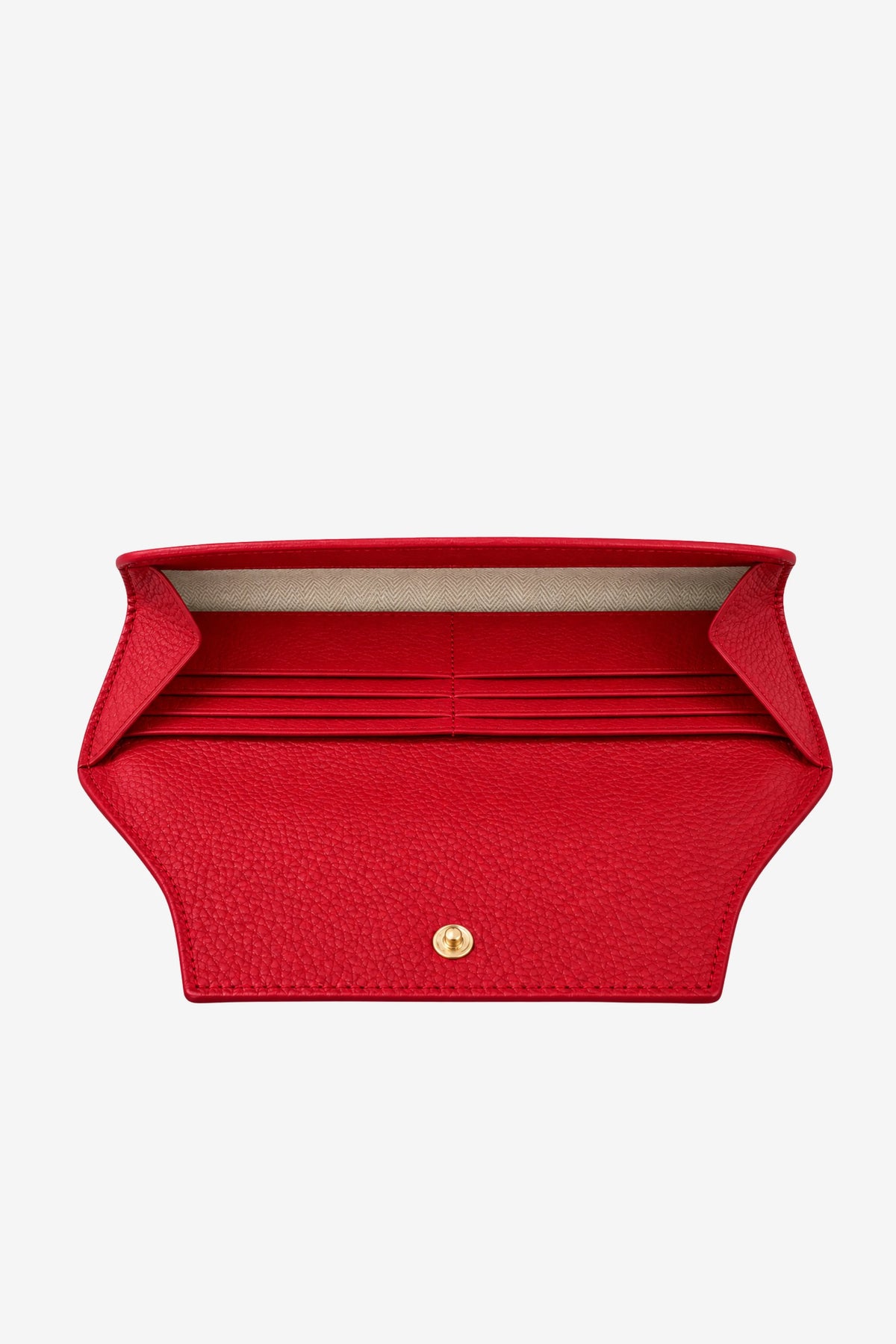 Red Textured Clutch with Flap Closure-Global Republic