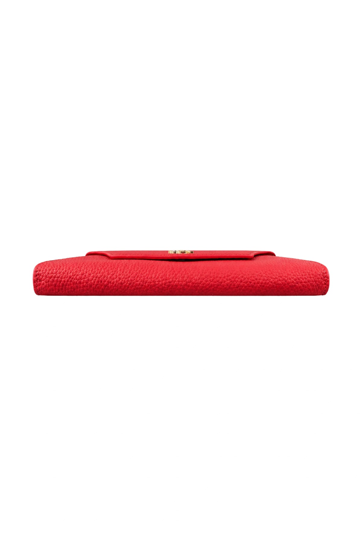 Red Textured Clutch with Flap Closure-Global Republic