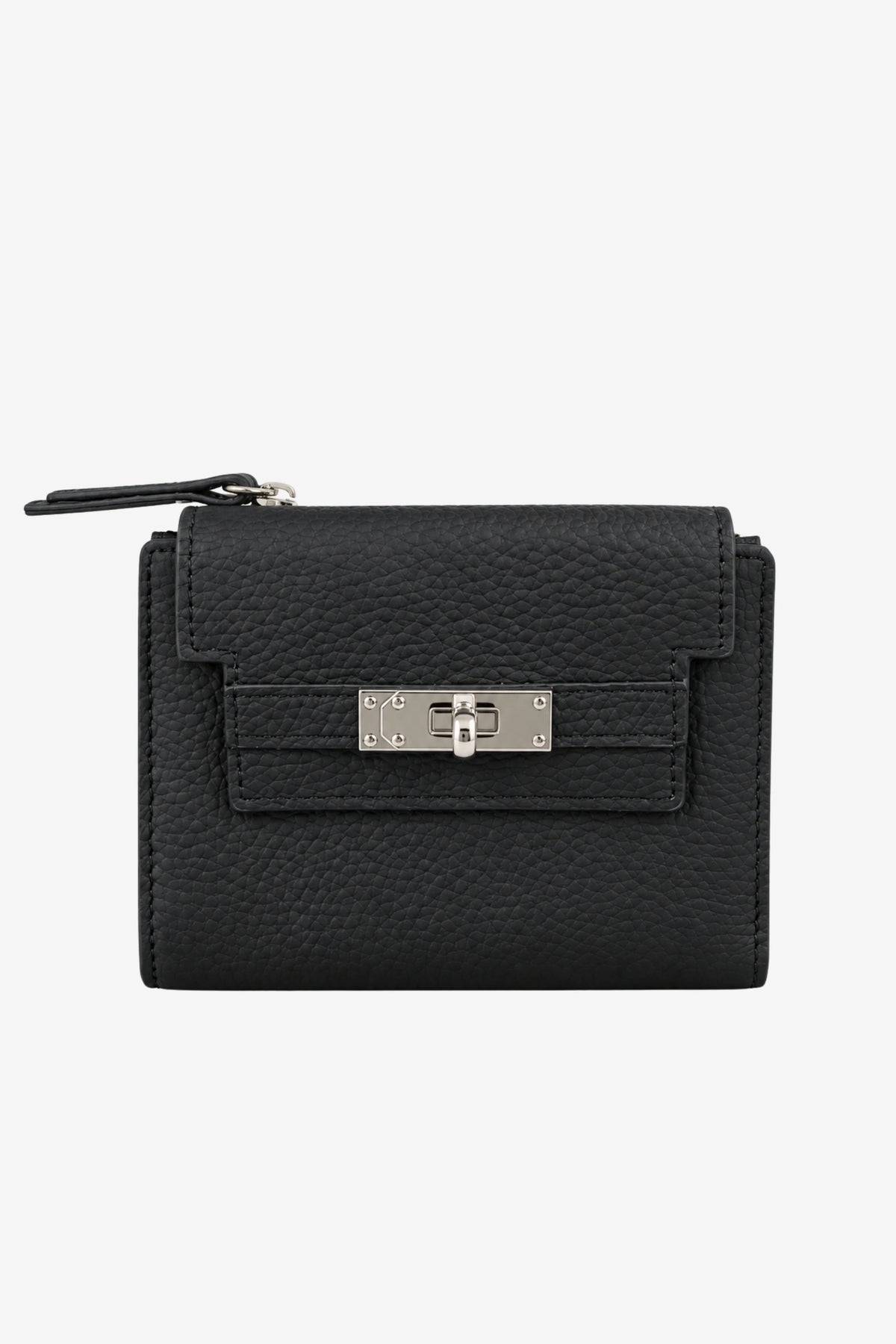 Textured Black Turn-Lock Wallet-Global Republic