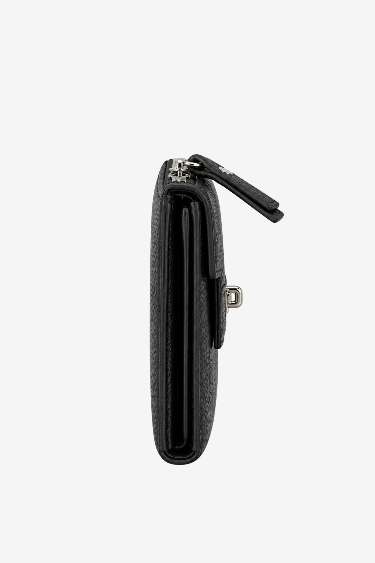 Textured Black Turn-Lock Wallet-Global Republic