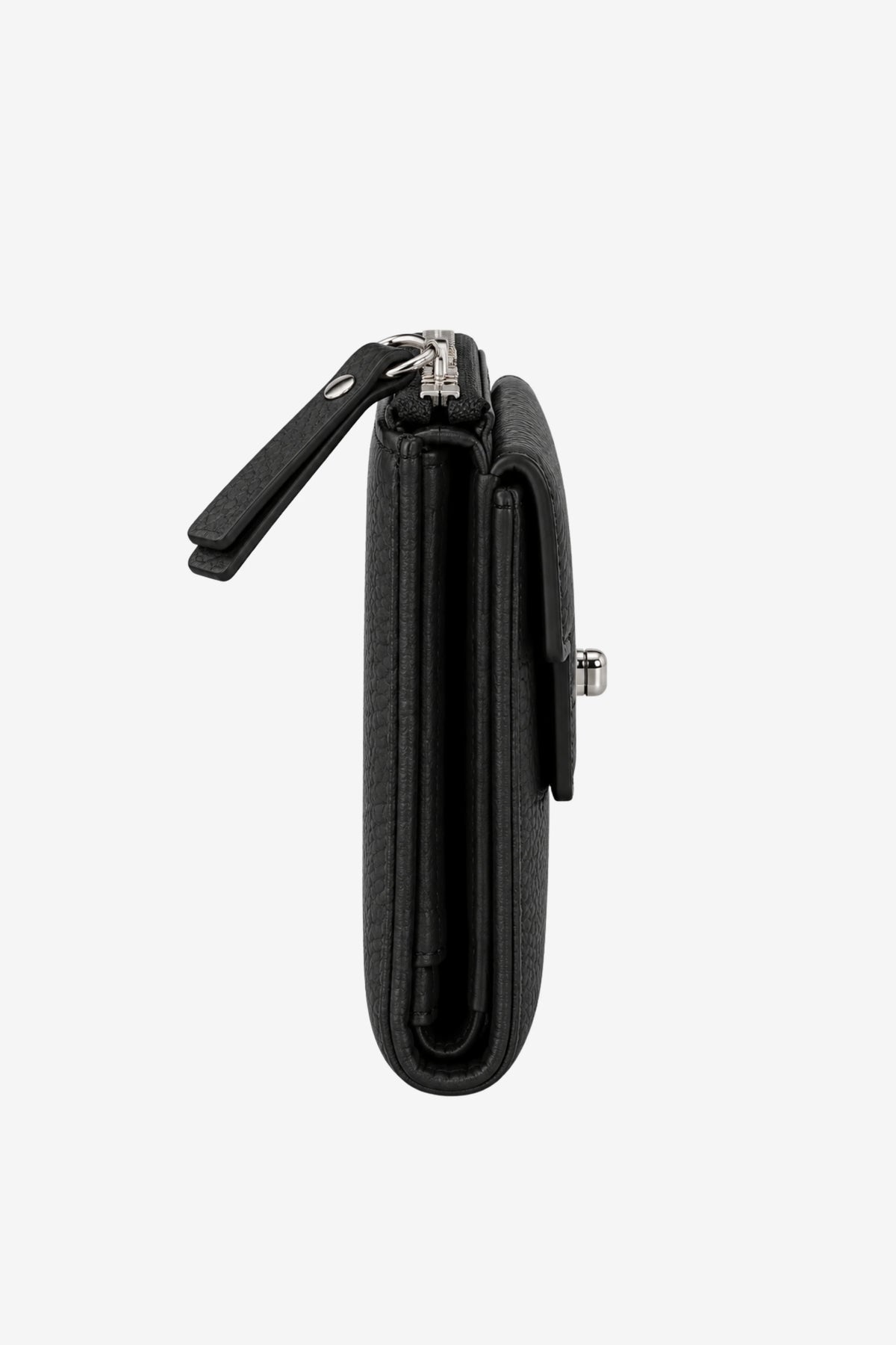 Textured Black Turn-Lock Wallet-Global Republic