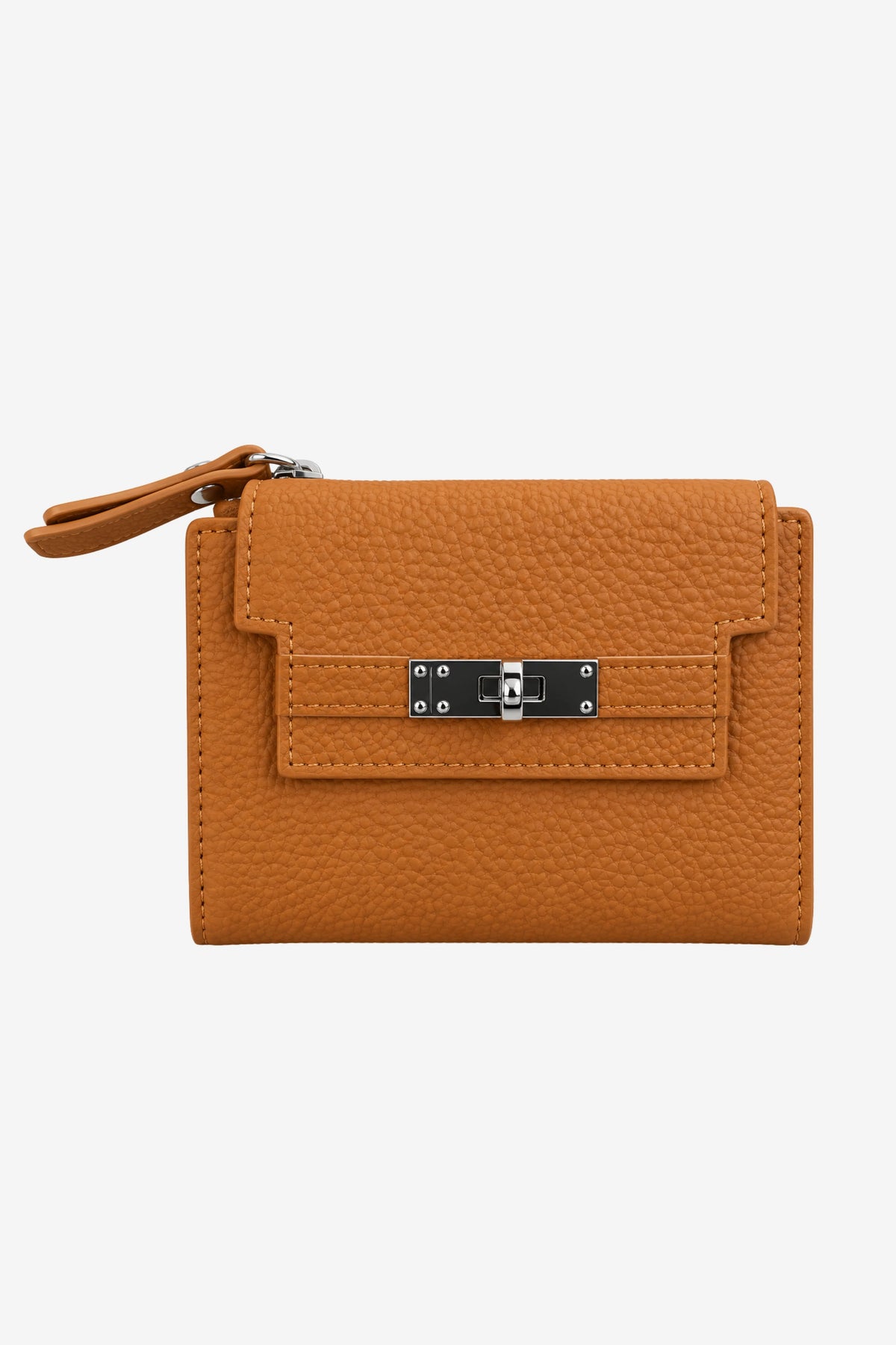 Textured Tan Brown Turn-Lock Wallet-Global Republic