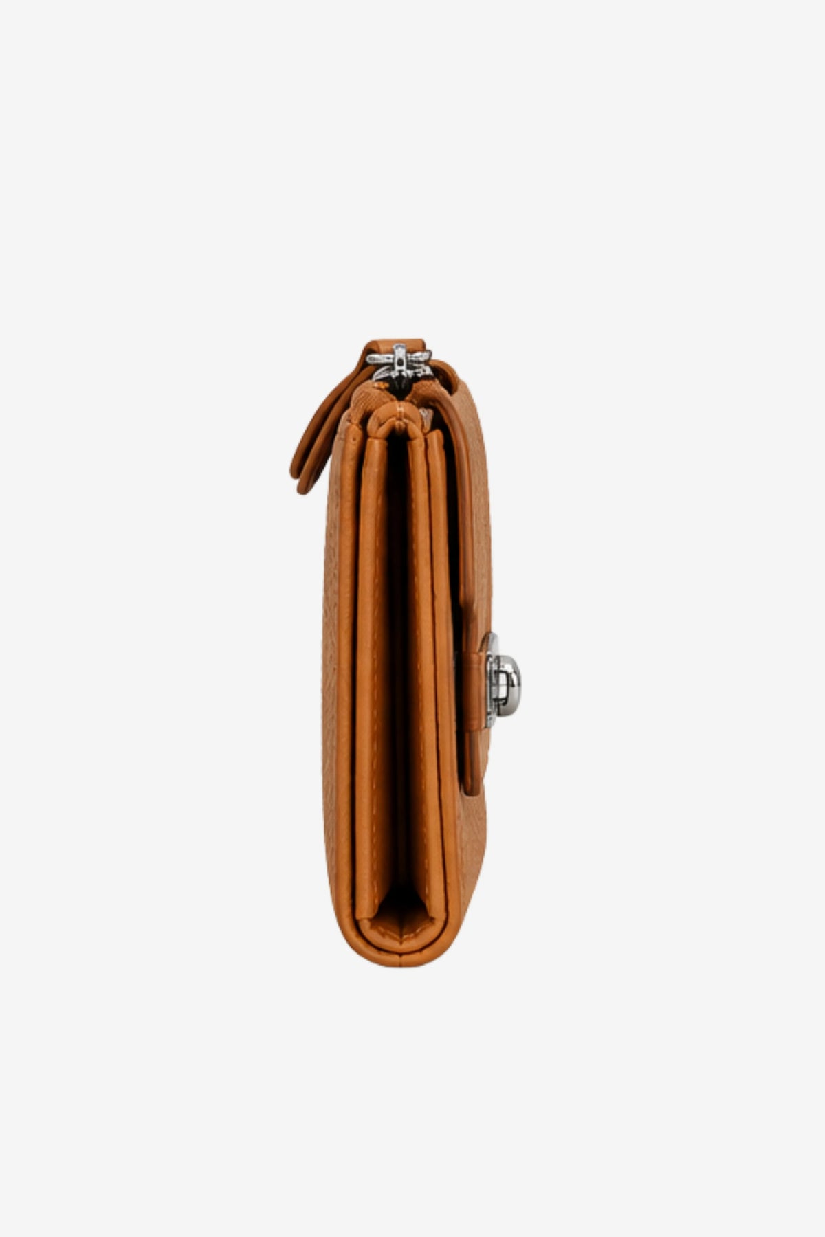 Textured Tan Brown Turn-Lock Wallet-Global Republic