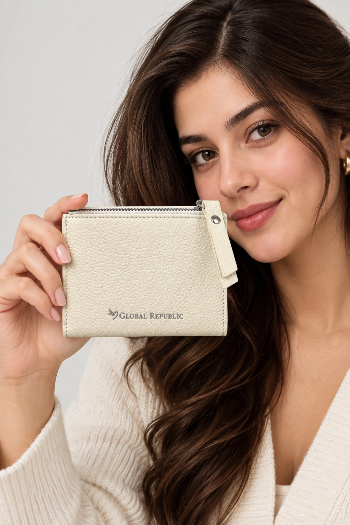 Textured White Turn-Lock Wallet-Global Republic