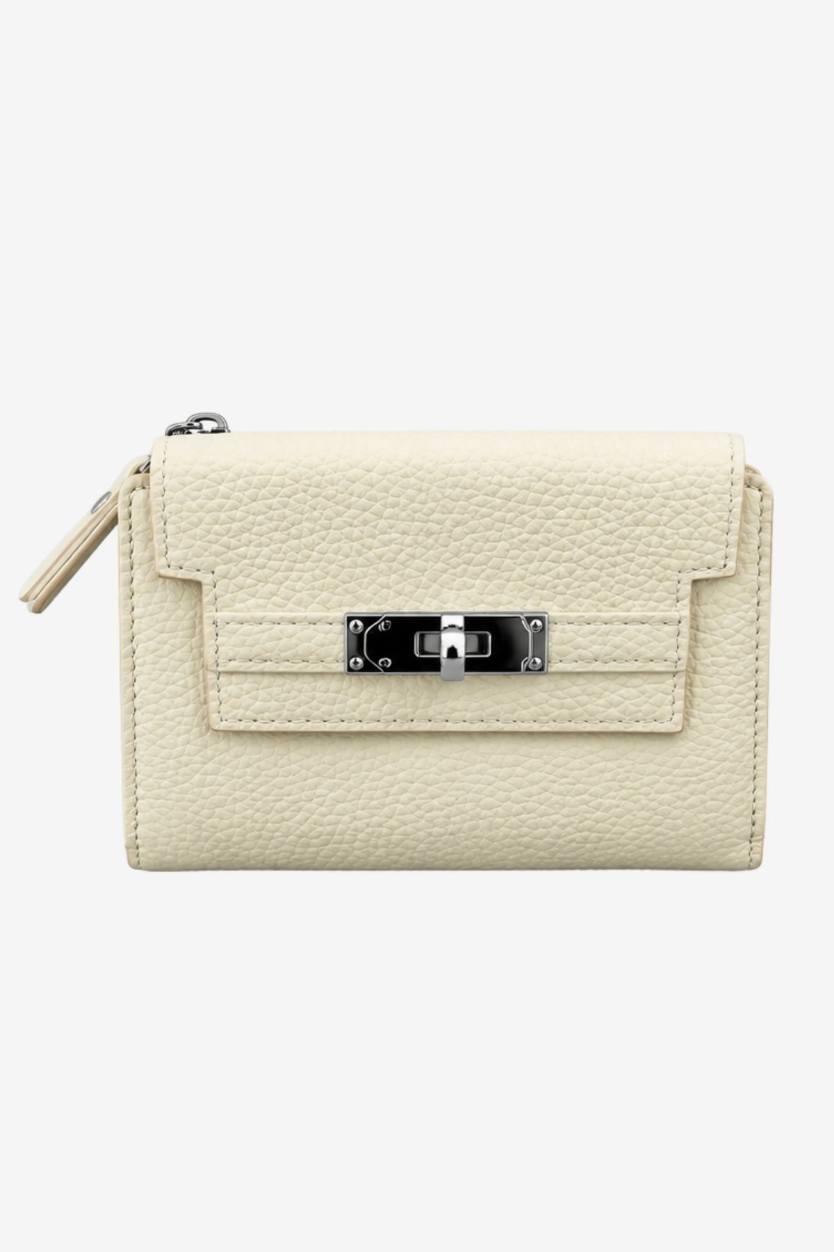 Textured White Turn-Lock Wallet-Global Republic