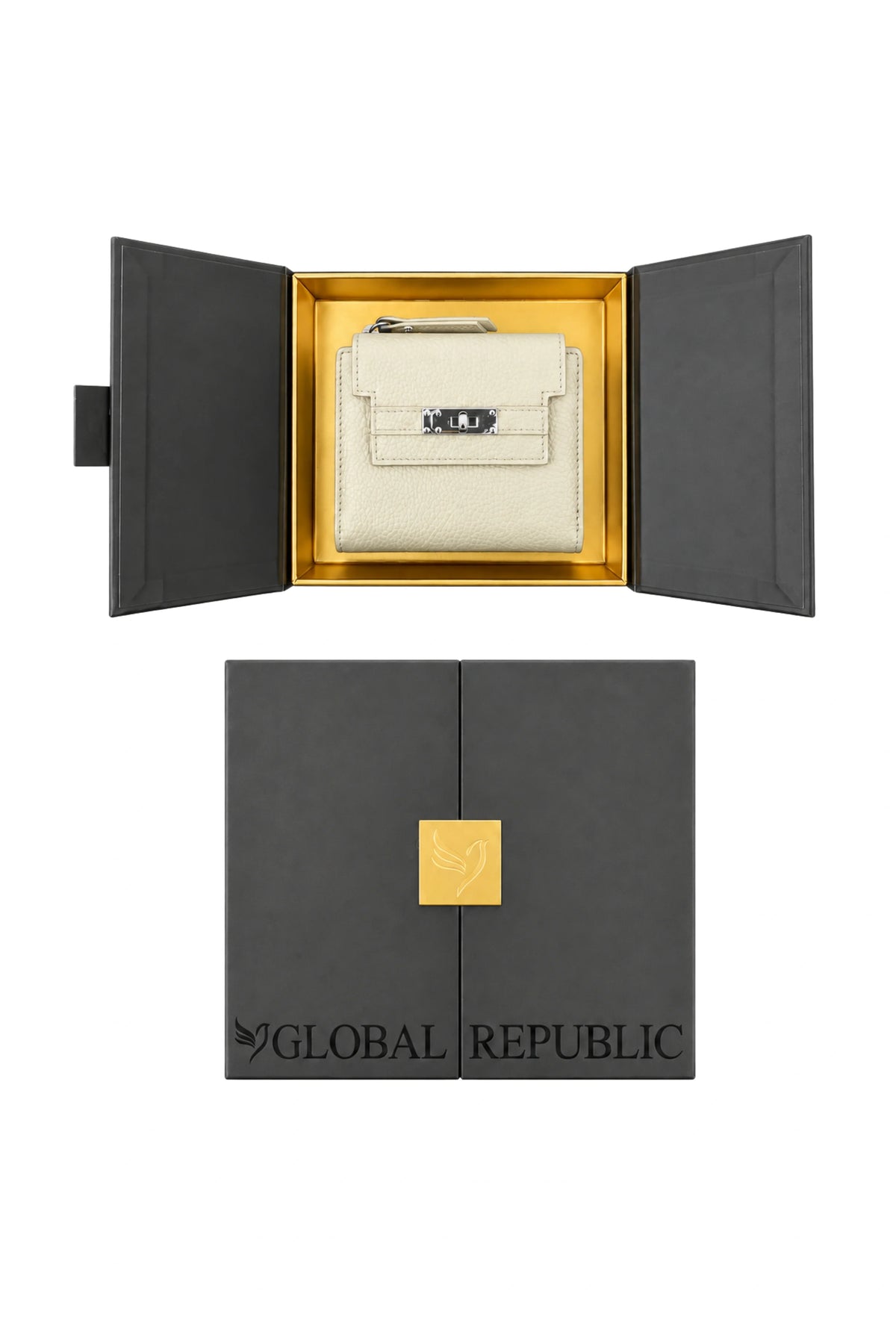 Textured White Turn-Lock Wallet-Global Republic