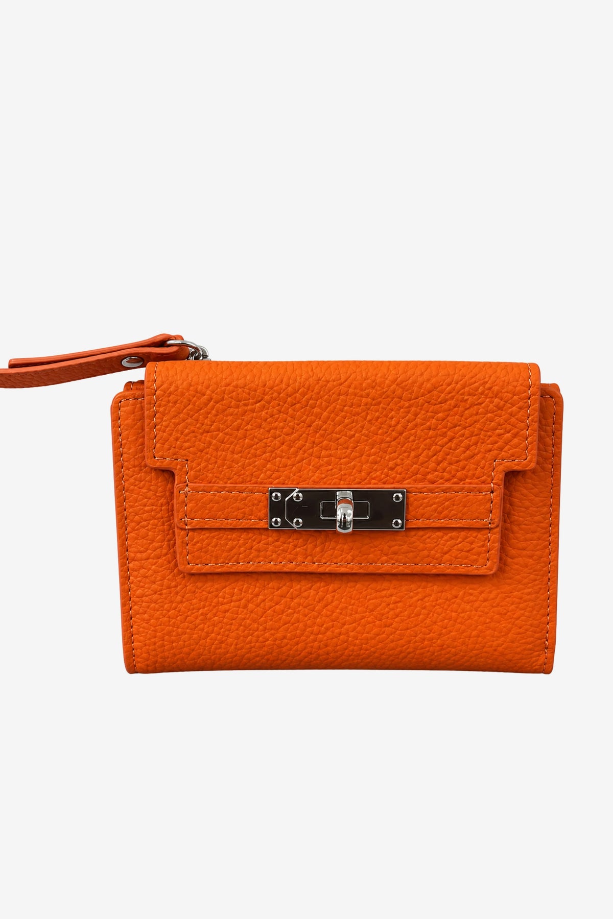 Textured Orange Turn-Lock Wallet-Global Republic