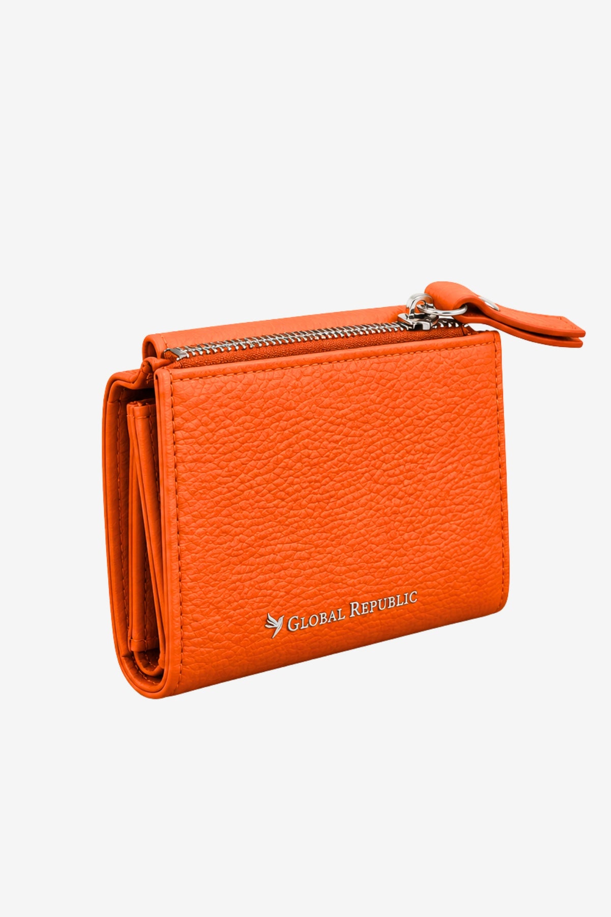 Textured Orange Turn-Lock Wallet-Global Republic