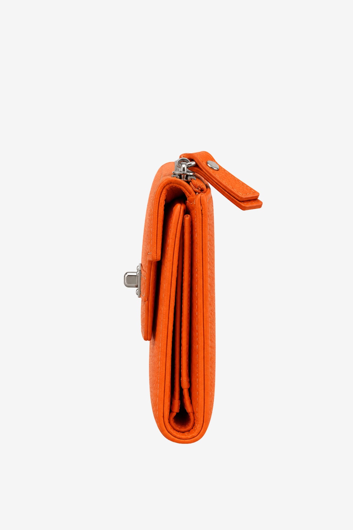 Textured Orange Turn-Lock Wallet-Global Republic
