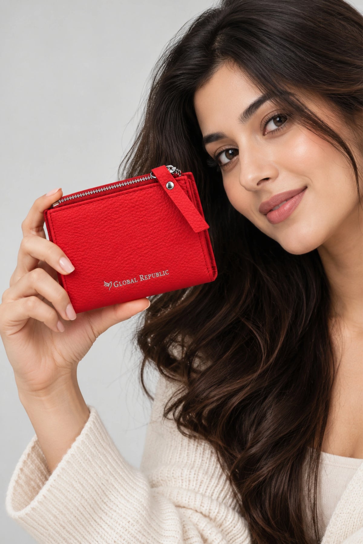 Textured Red Turn-Lock Wallet-Global Republic