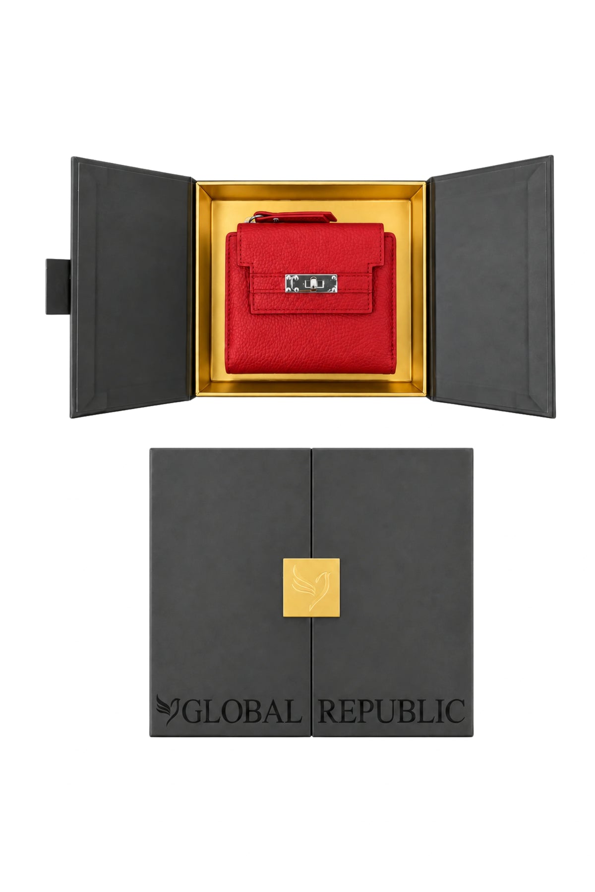 Textured Red Turn-Lock Wallet-Global Republic