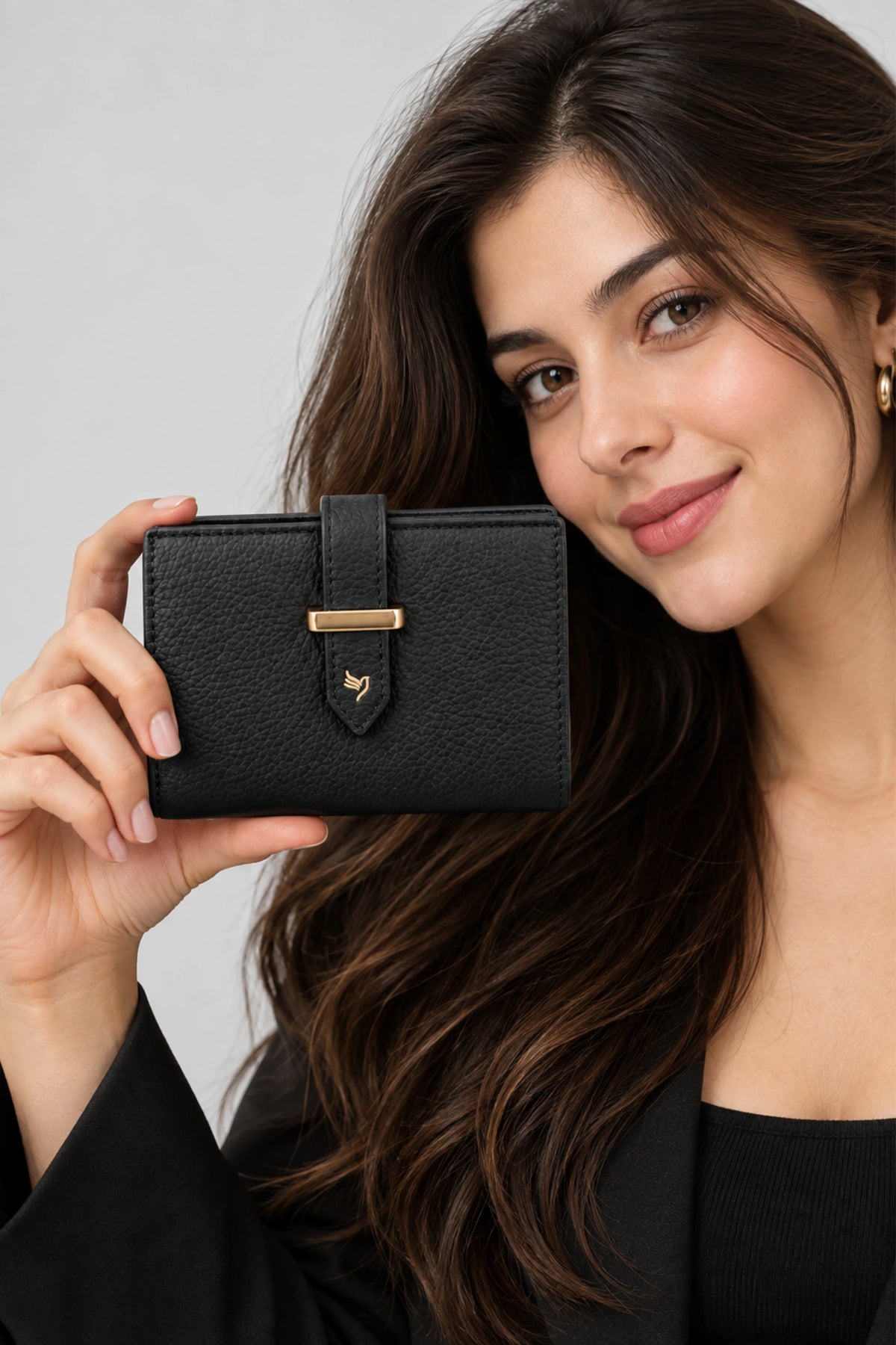 Black Textured Long Wallet -Global Republic