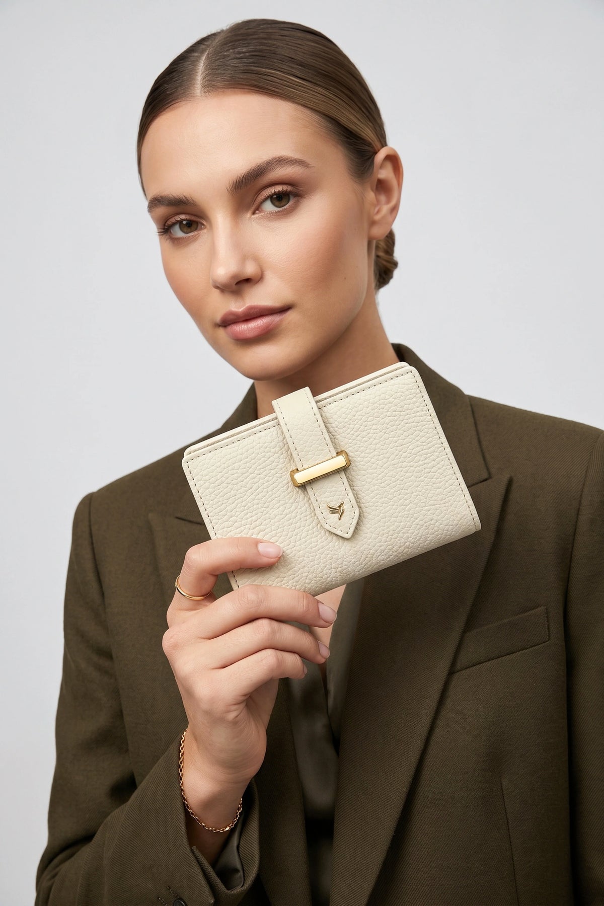 White Textured Long Wallet-Global Republic