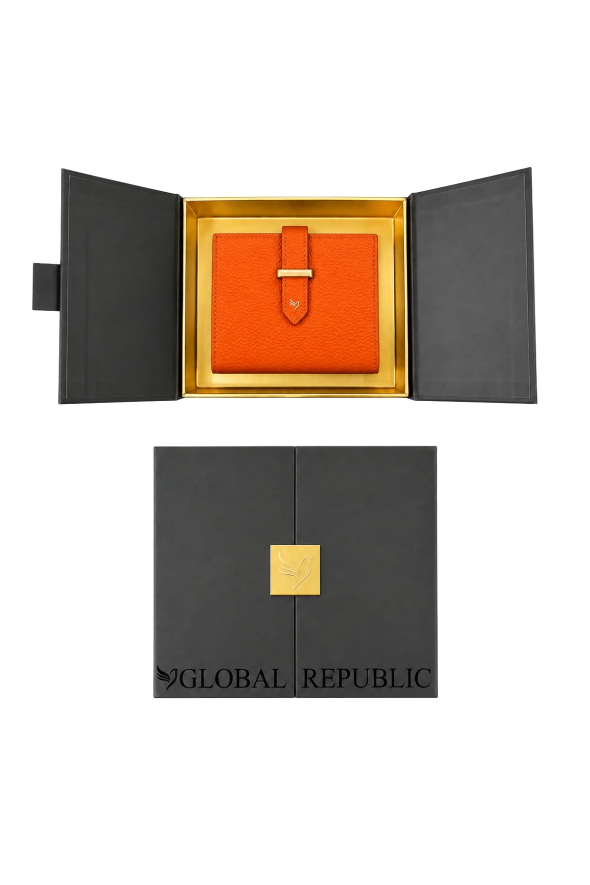 Orange Textured Long Wallet-Global Republic
