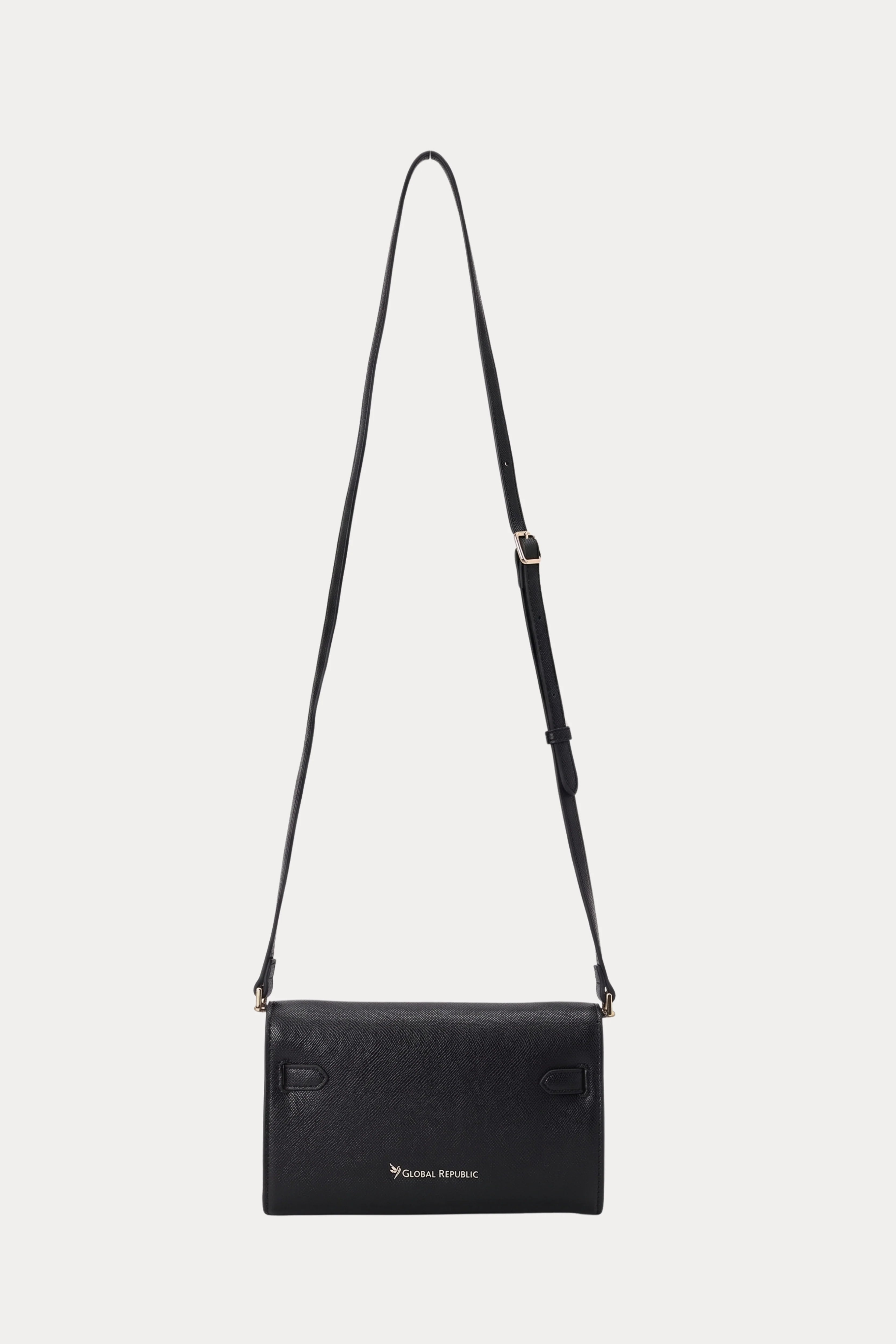 Black Leather Wallet Sling Bag-Global Republic