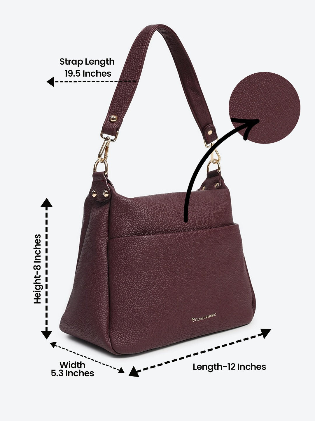 Burgundy PU Shoulder Bag - Global Republic
