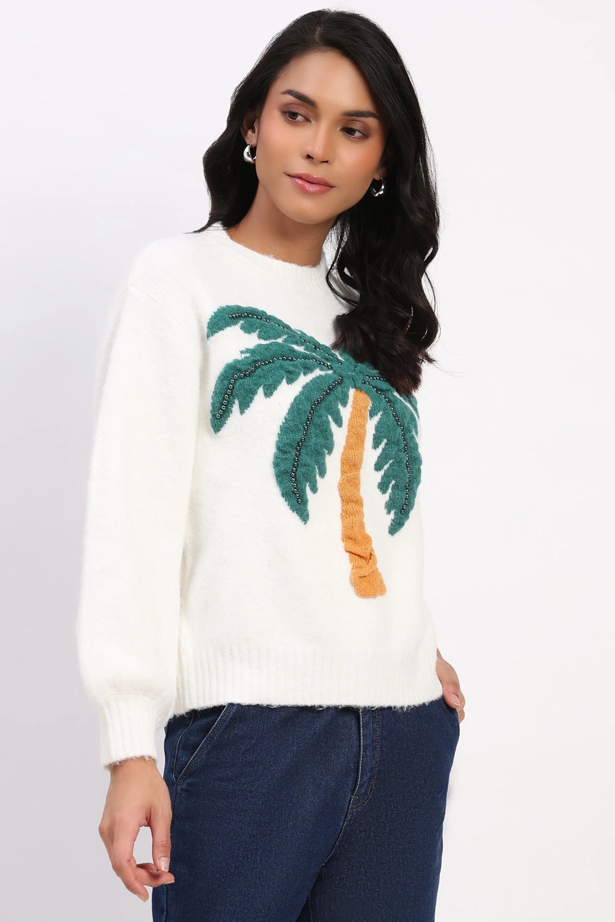 White Palm Tree Pullover-Global Republic