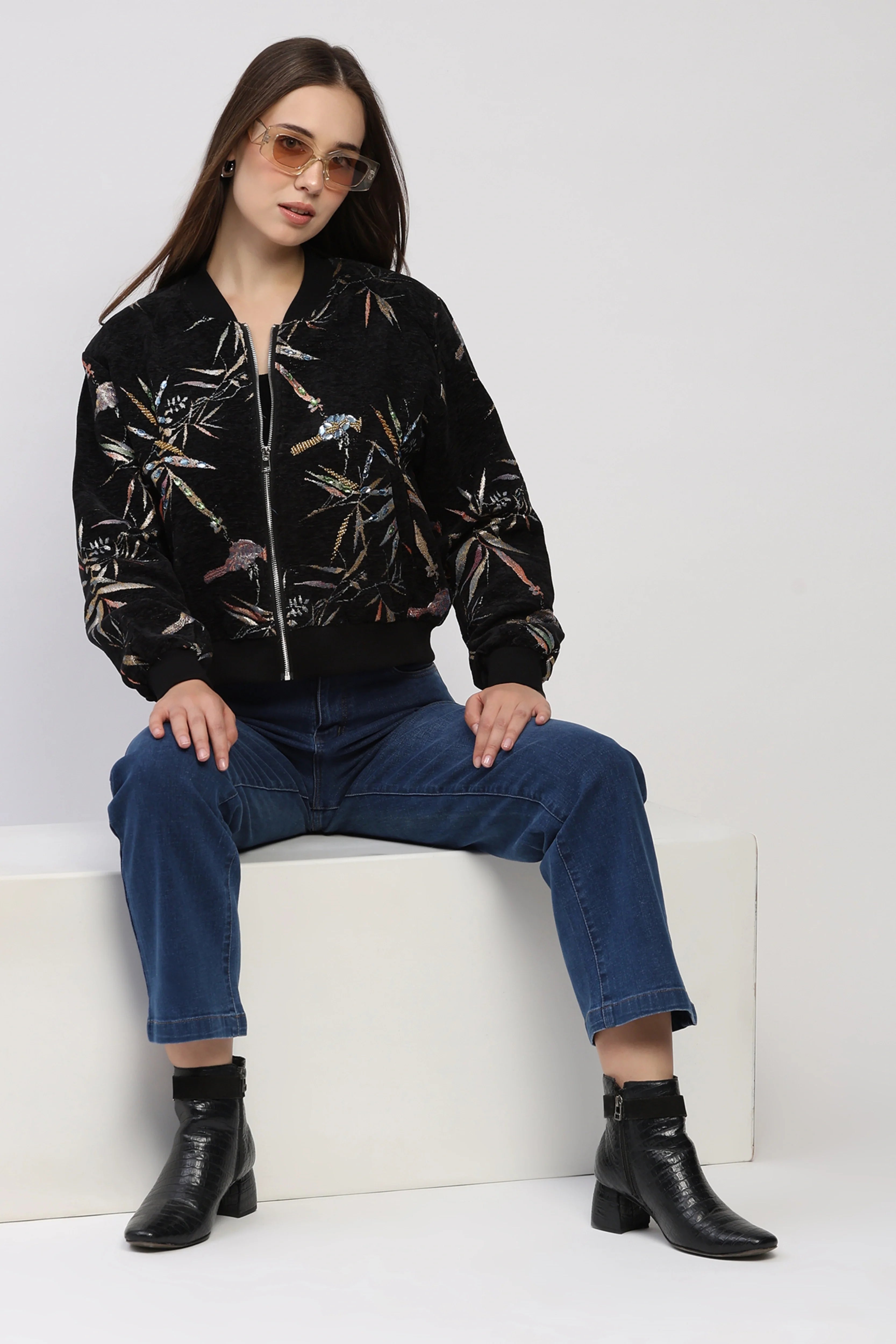 Black Woven Winter Jacket