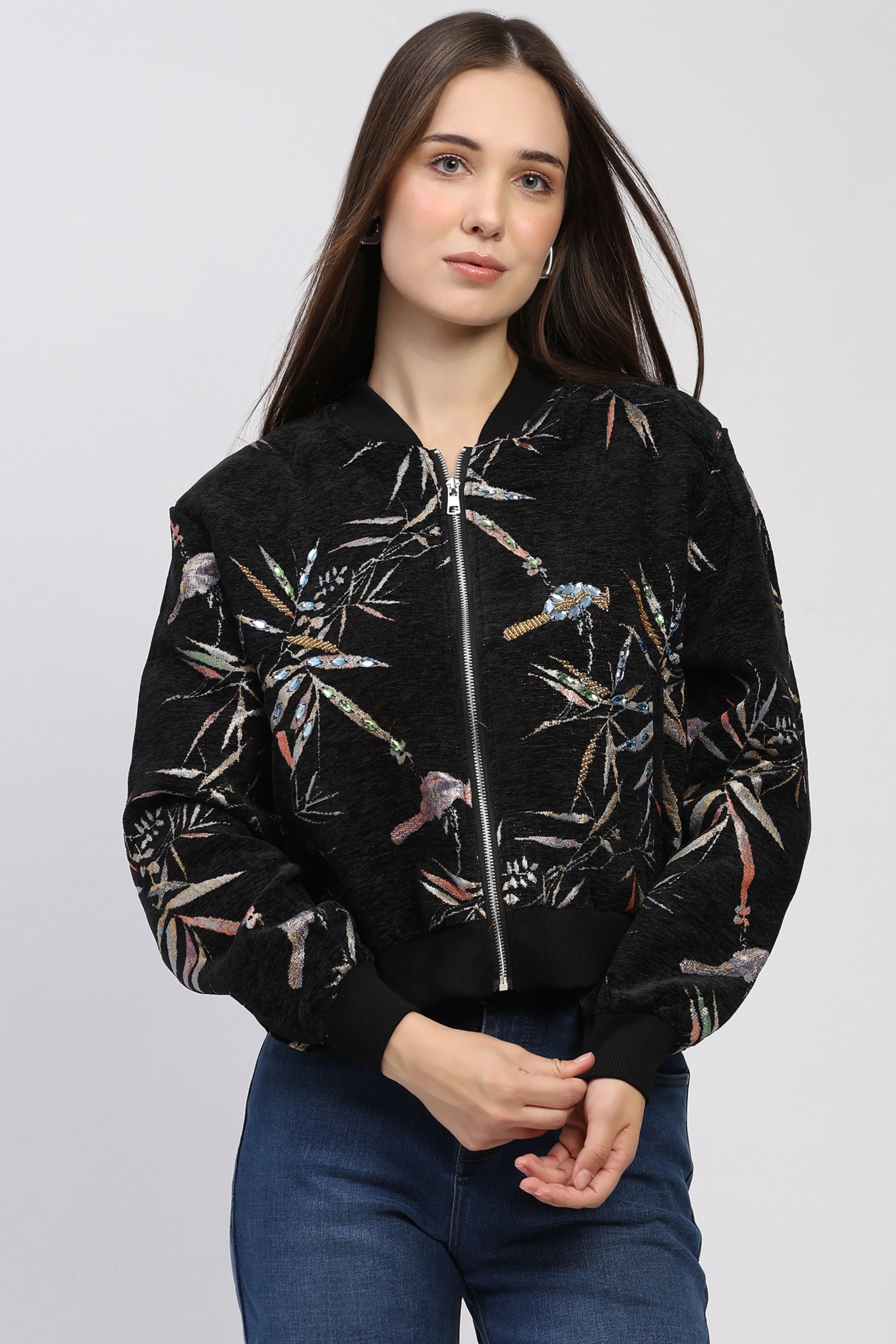 Black Woven Winter Jacket