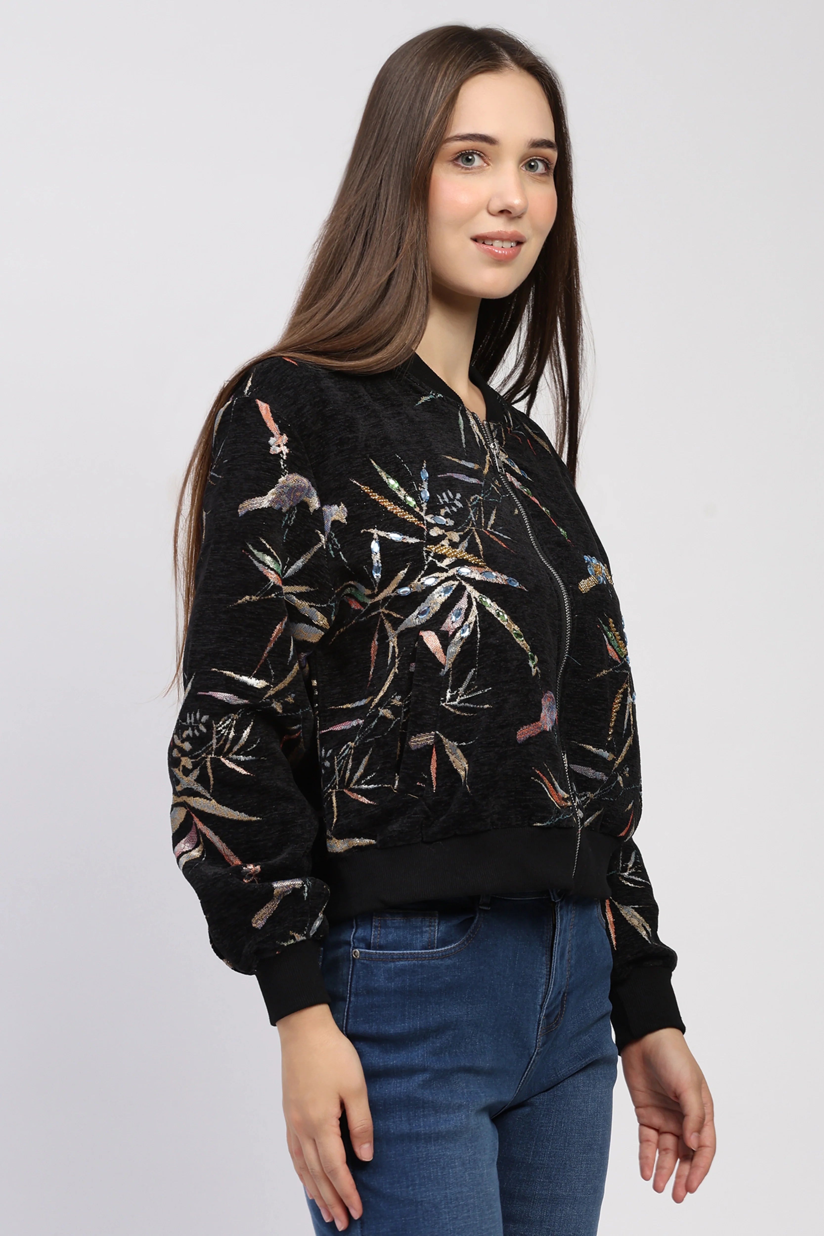 Black Woven Winter Jacket