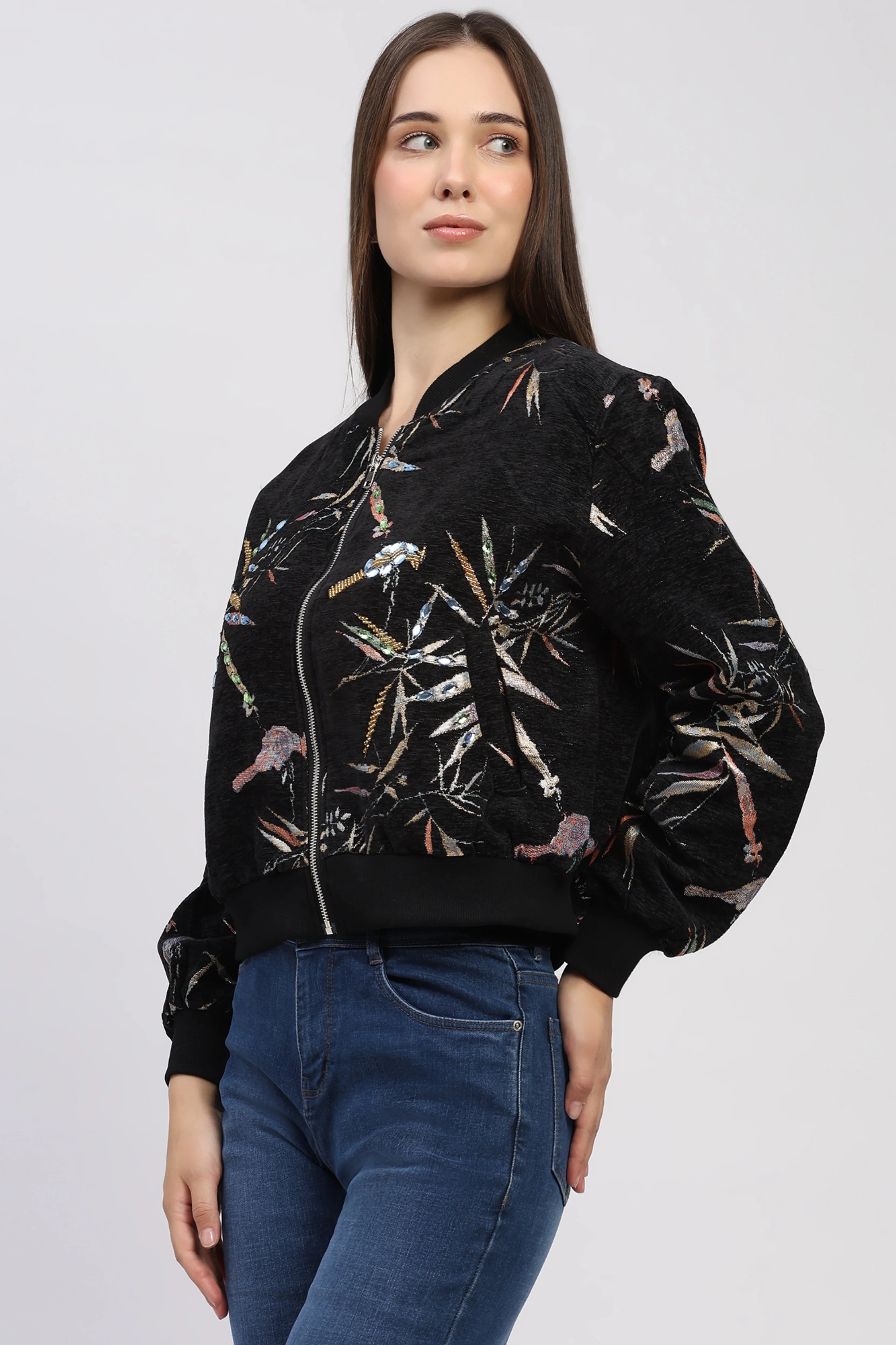 Black Woven Winter Jacket