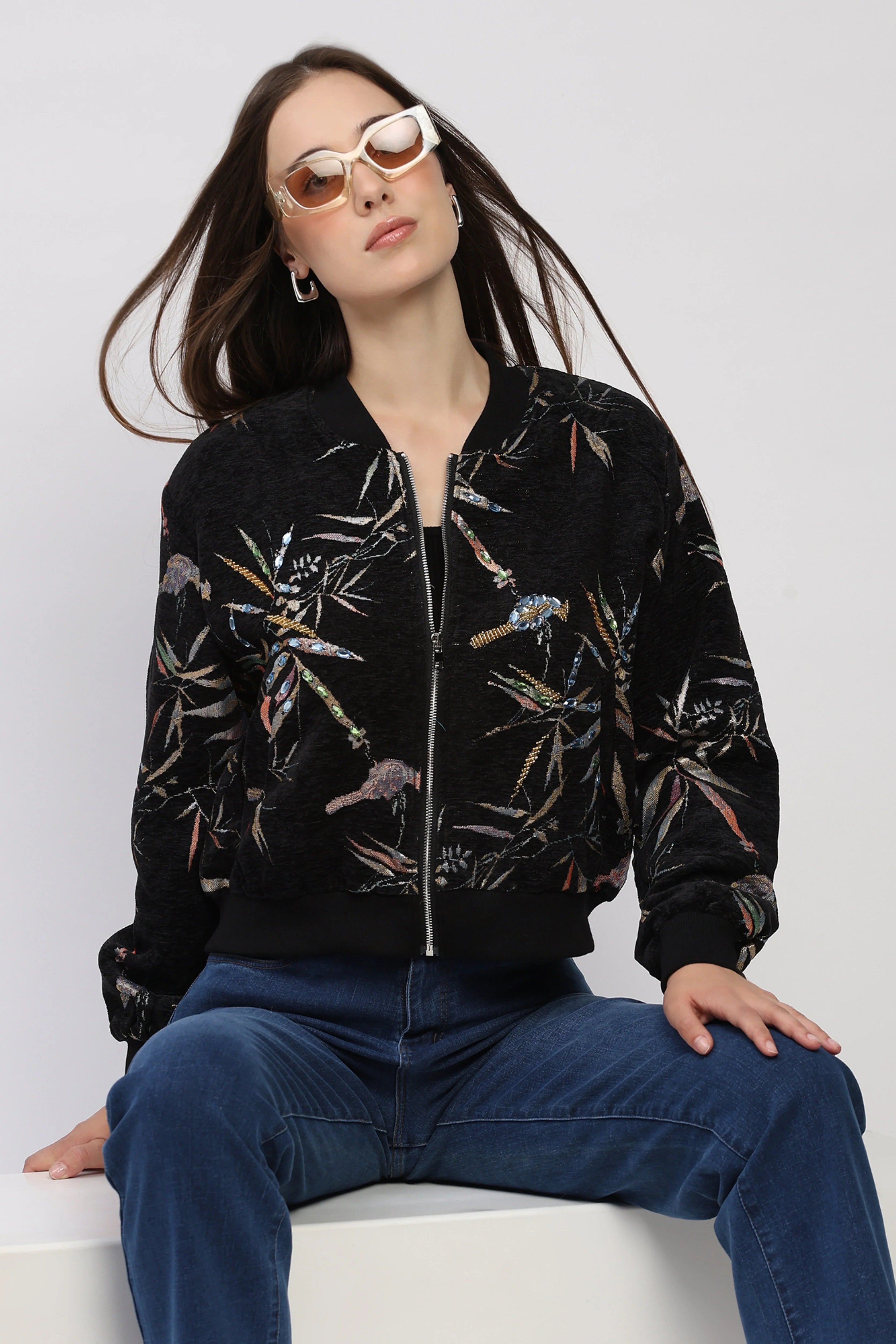 Black Woven Winter Jacket