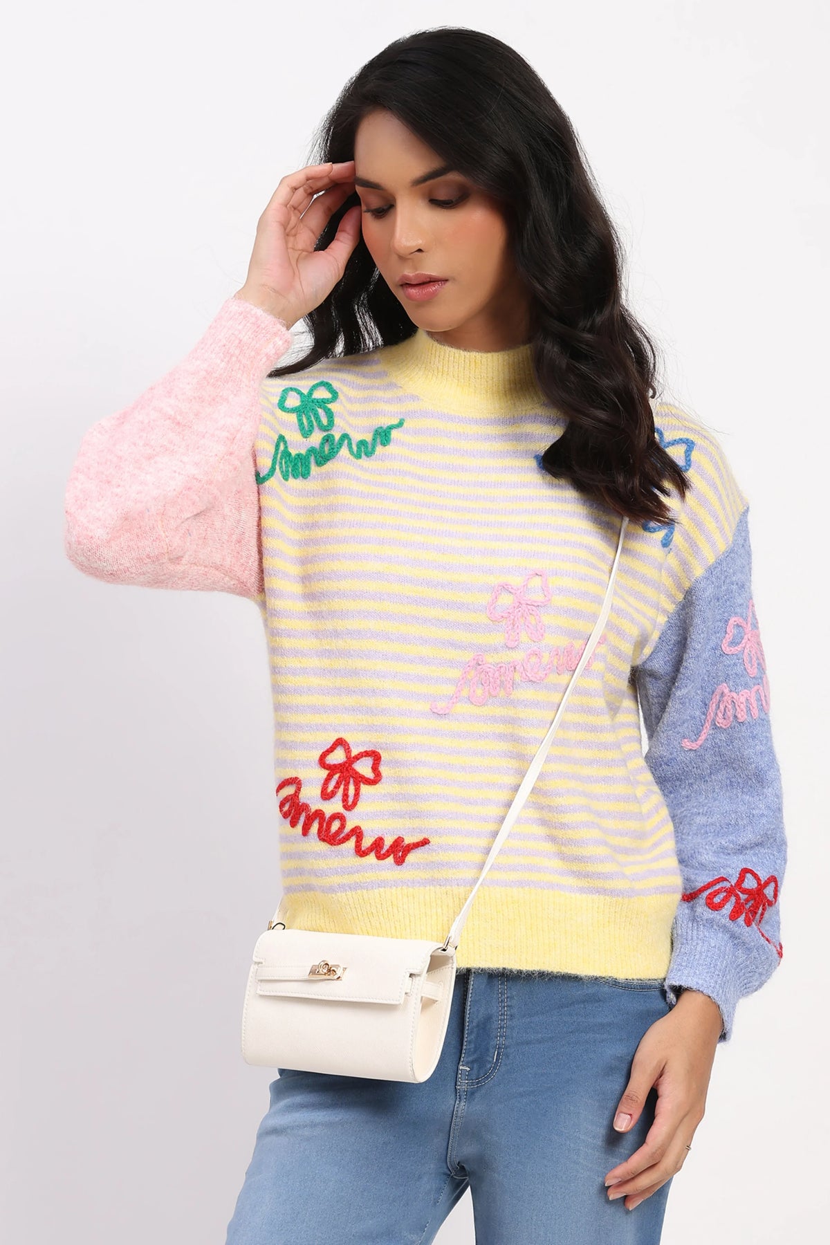 Lemon Striped Colorblock Pullover-Global Republic
