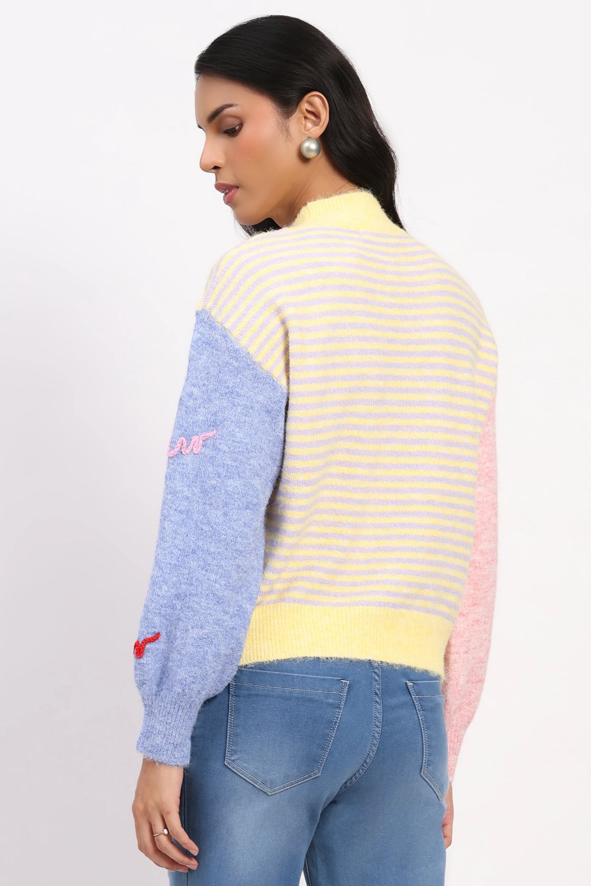 Lemon Striped Colorblock Pullover-Global Republic