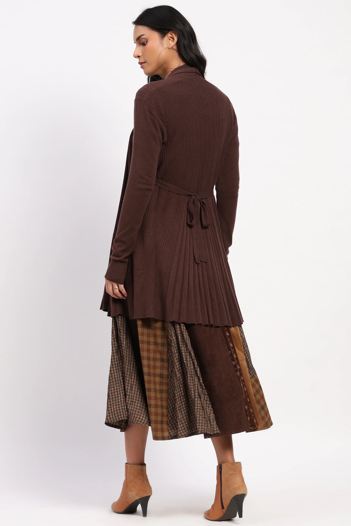 Coffee Knit Fit & Flare Winter Shrug-Global Republic