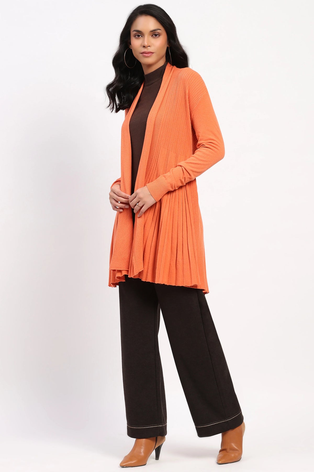 Orange Knit Fit & Flare Winter Shrug-Global Republic