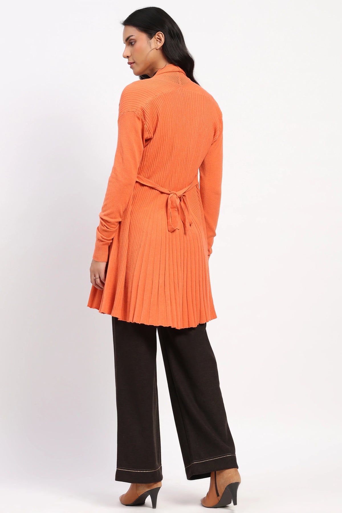 Orange Knit Fit & Flare Winter Shrug-Global Republic