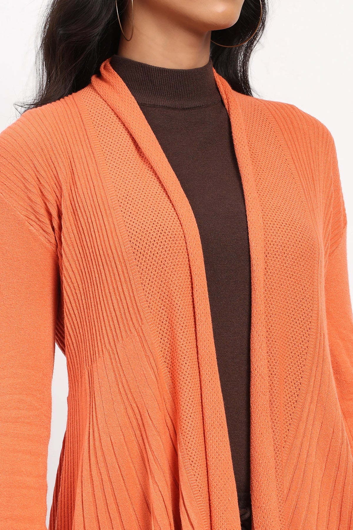 Orange Knit Fit & Flare Winter Shrug-Global Republic