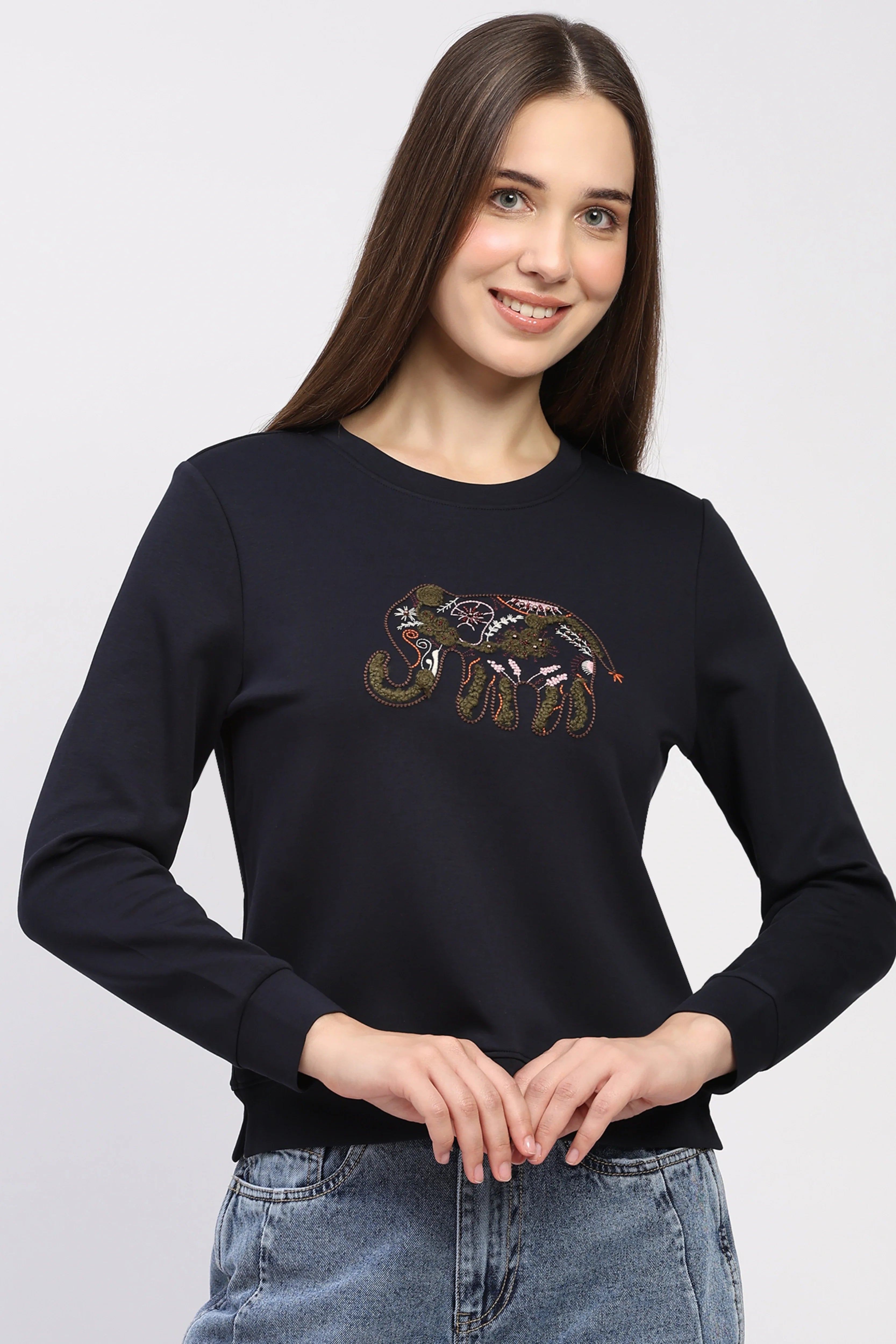 Embroidered Navy Sweatshirt