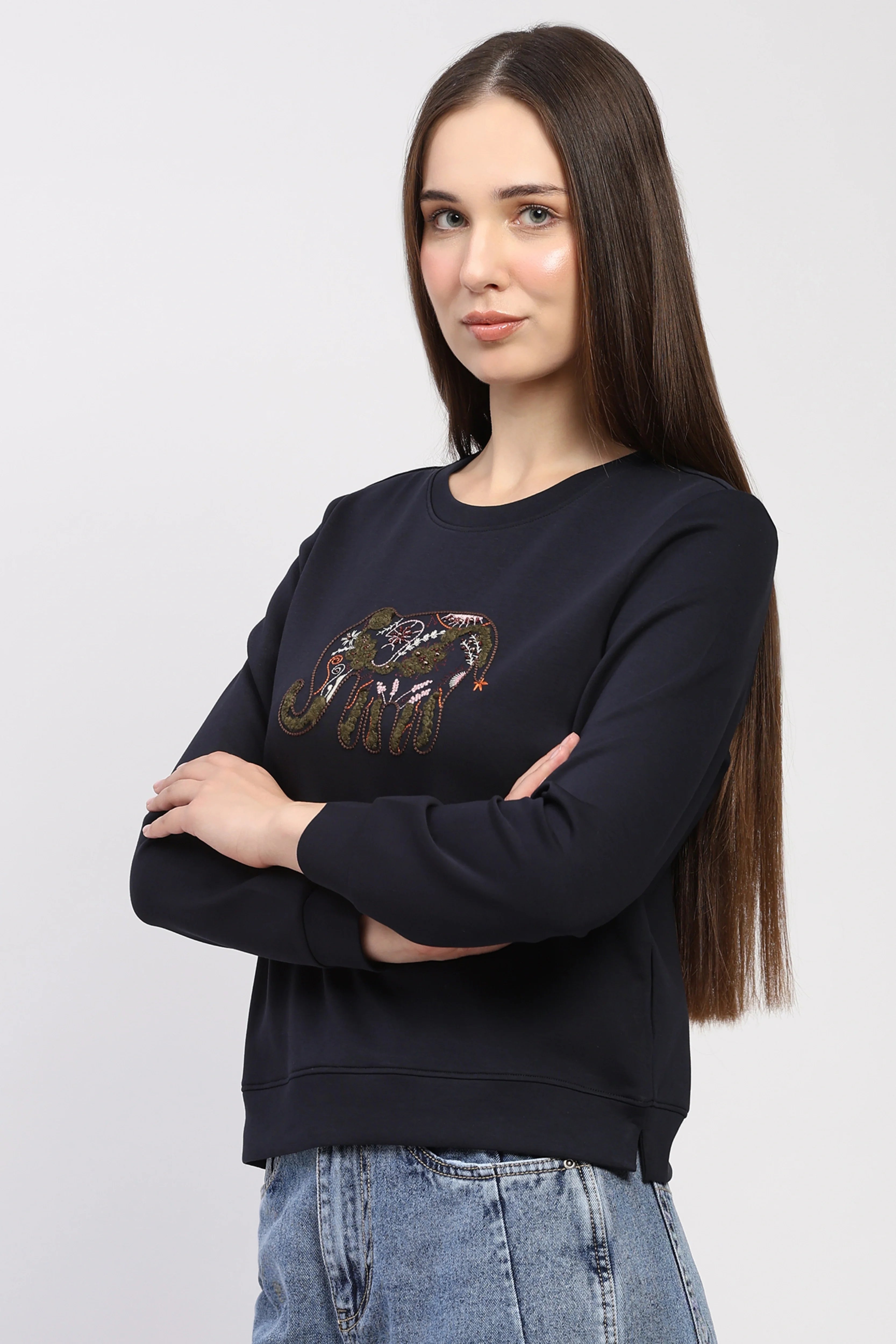 Embroidered Navy Sweatshirt