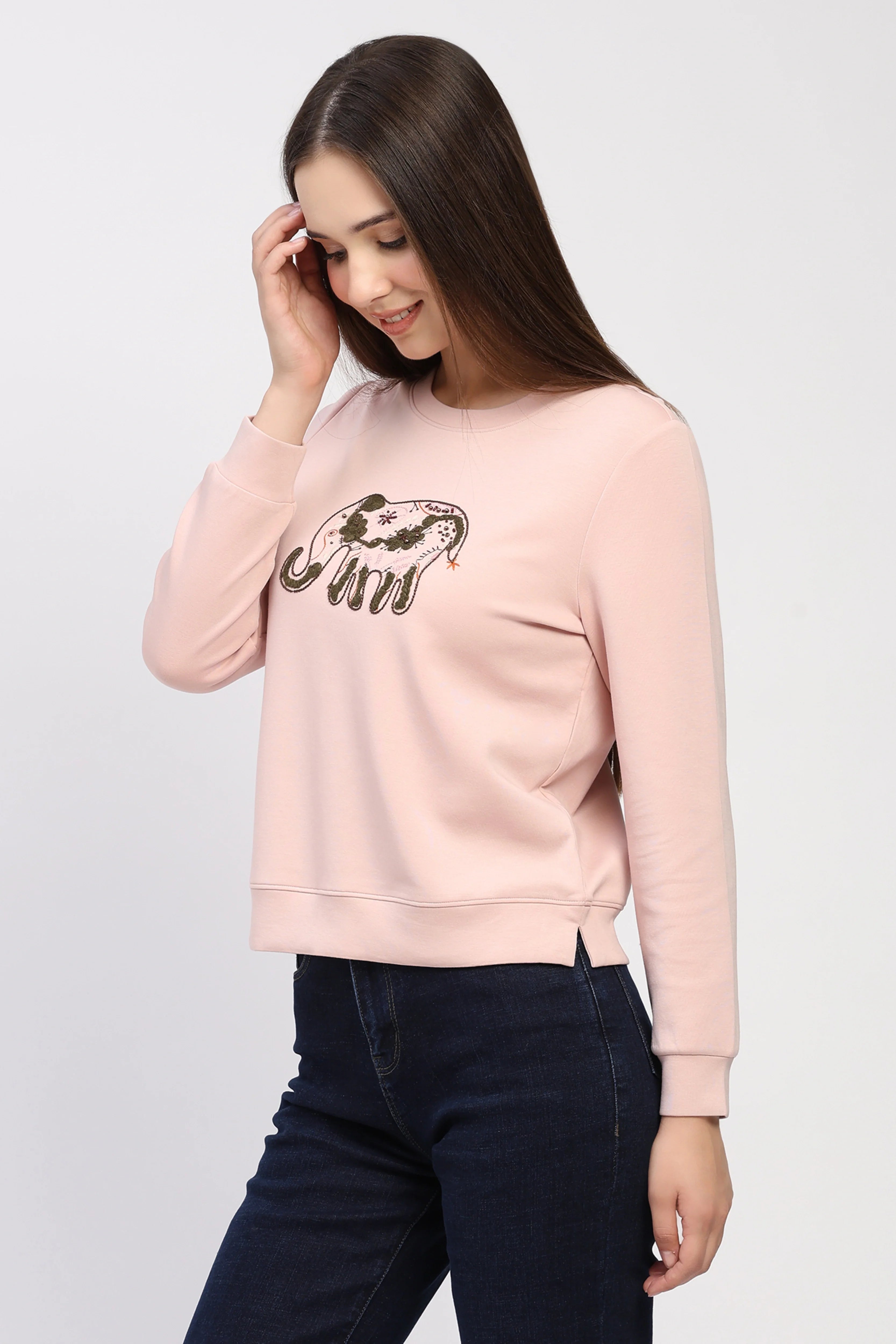 Embroidered Onion Pink Sweatshirt