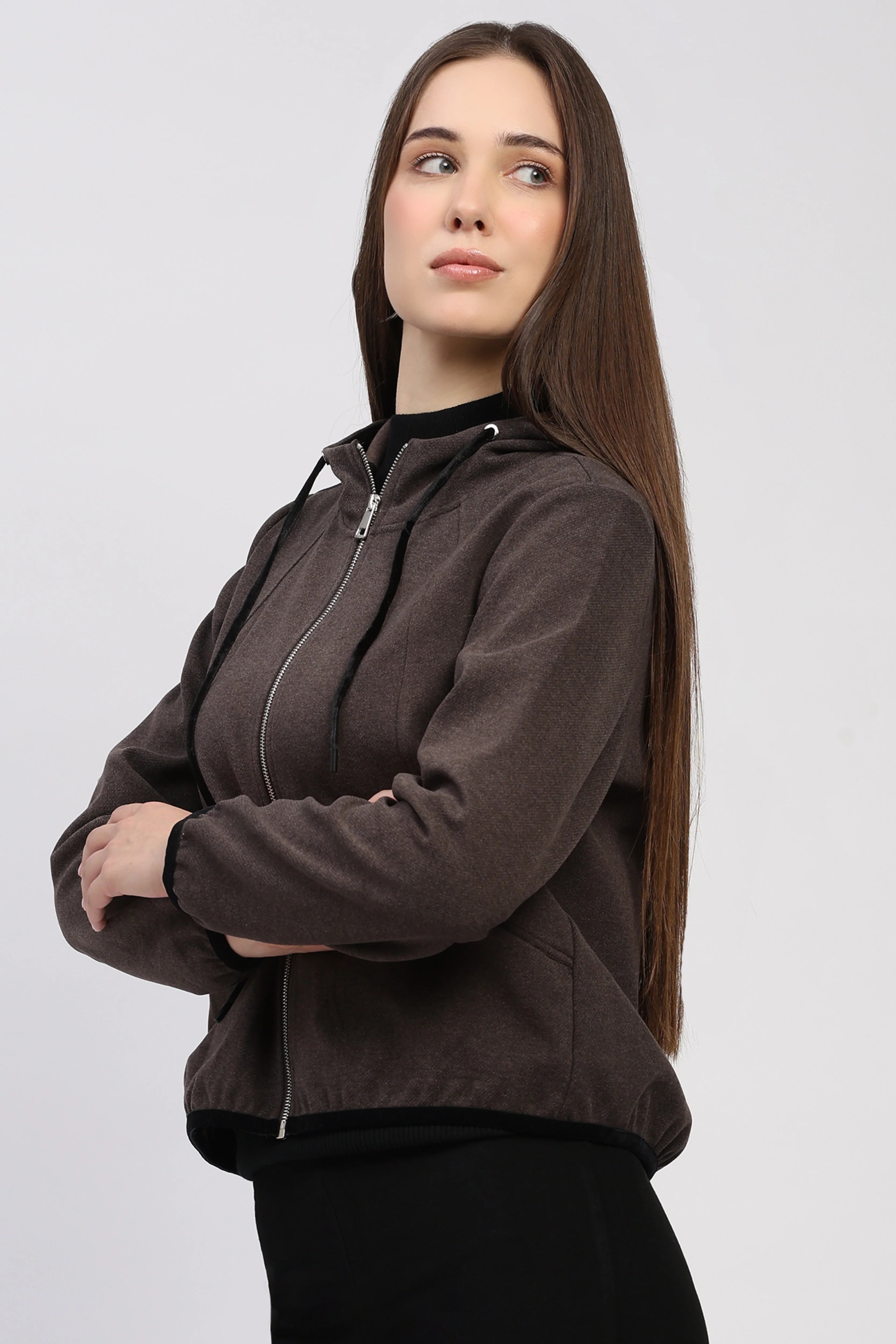 Coffee Brown Hooded Jacket
